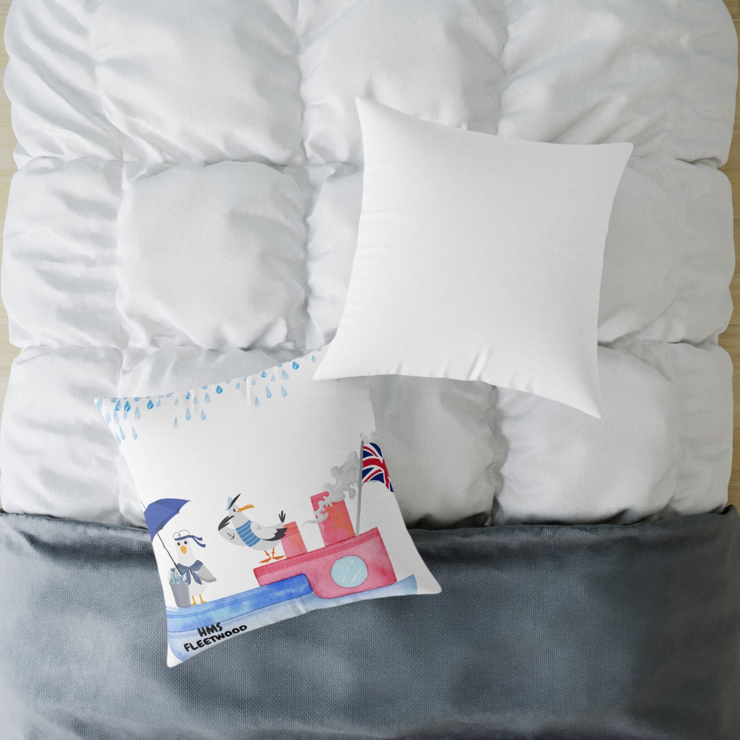Whimsical Seagull Decor Pillow, Nautical Home Accent, Cute Cushion for Coastal Vibes, Beach House Gift, Summer Travel Decor