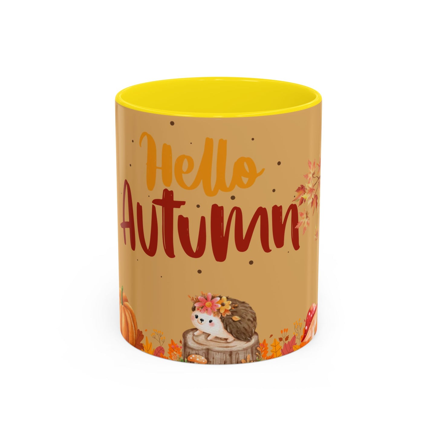 Autumn-Themed Coffee Mug, Seasonal Gift, Fall Decor, Cute Hedgehog Cup, Hello Autumn Mug, Perfect for Cozy Mornings