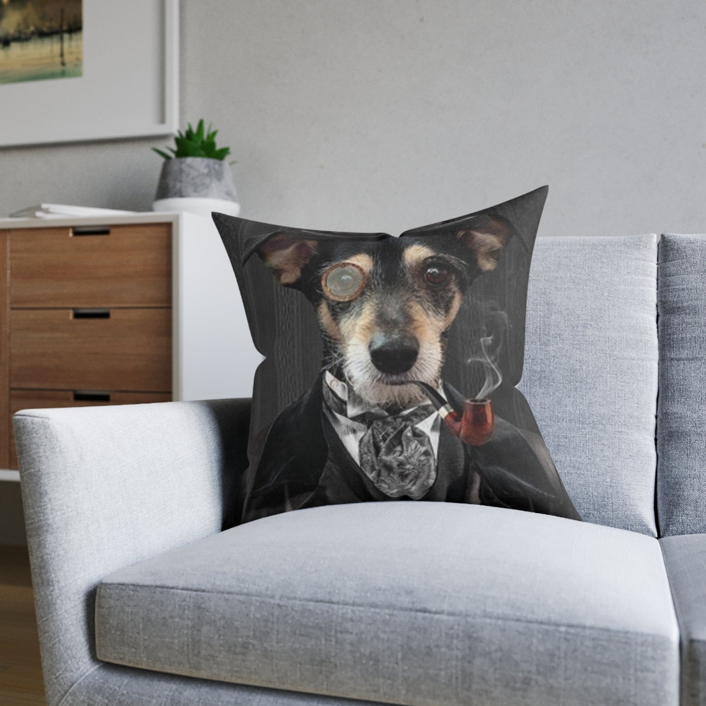 Gentleman Dog Square Pillow - Chic Pet Decor for Home