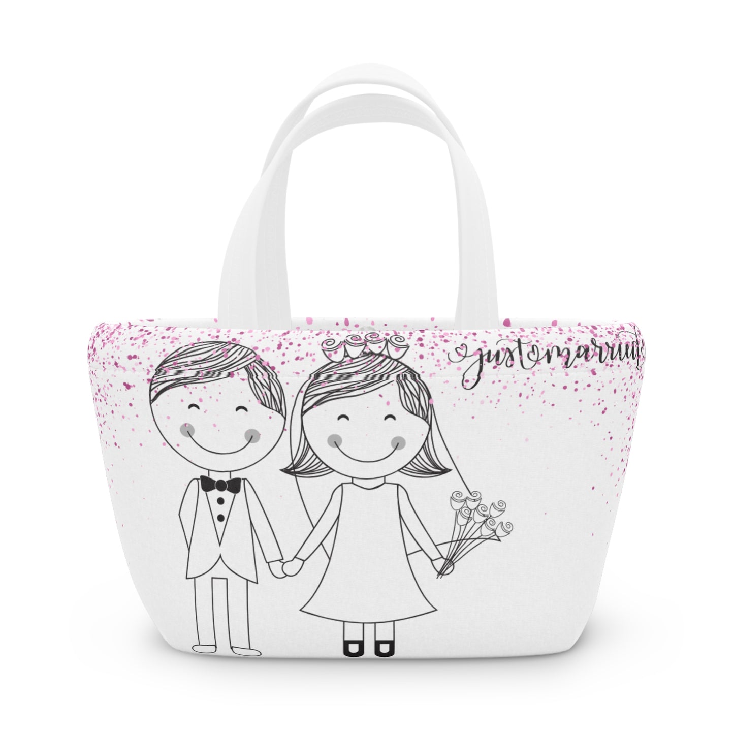 Personalized Wedding Lunch Bag, Custom Honeymoon Bag, Wedding Gift, Bride and Groom Tote, Bridal Shower Favor, Cute Couple Design