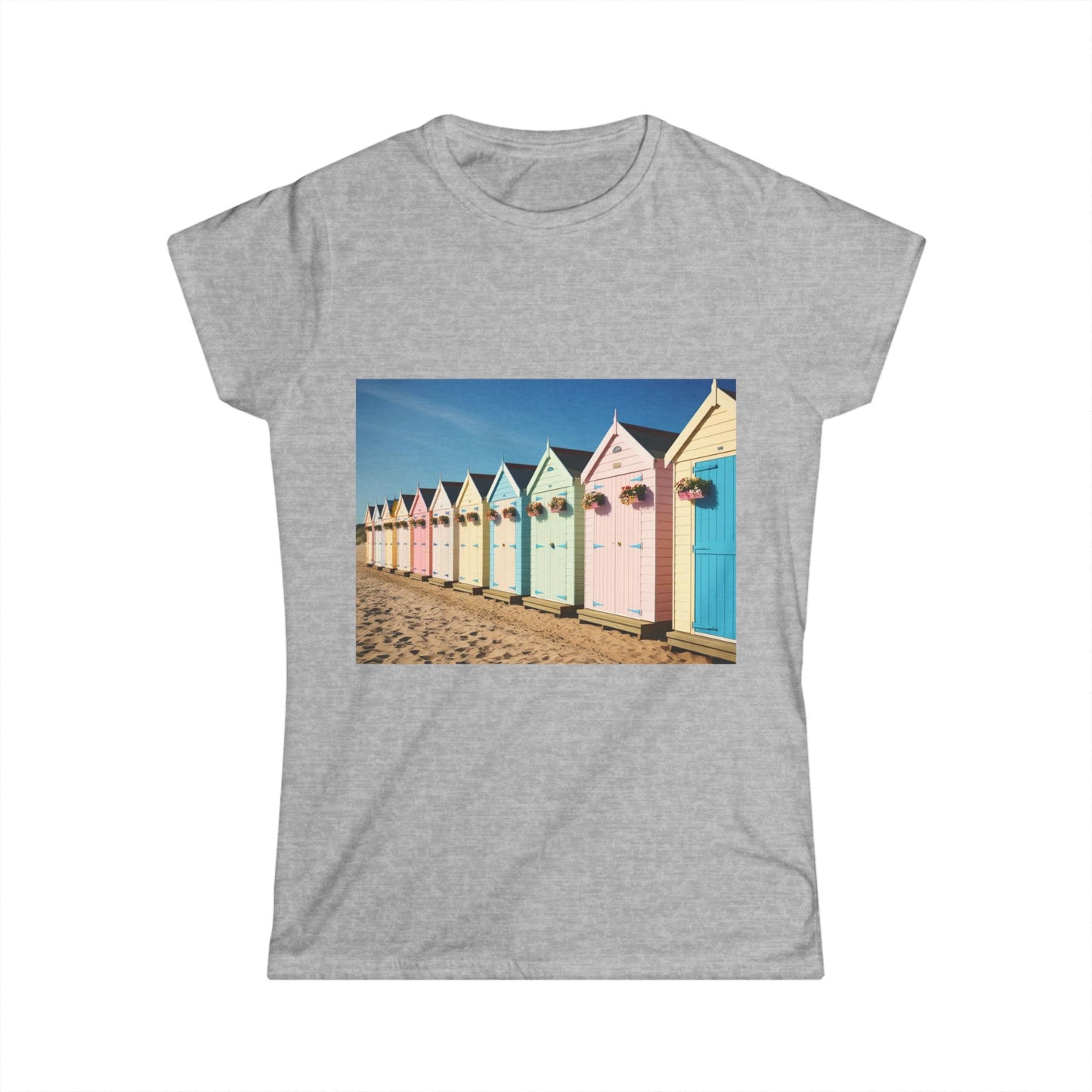 Beach Hut Women's Softstyle Tee – Summer Vibes, Casual Wear, Beach Day, Gift for Her, Vacation Outfit