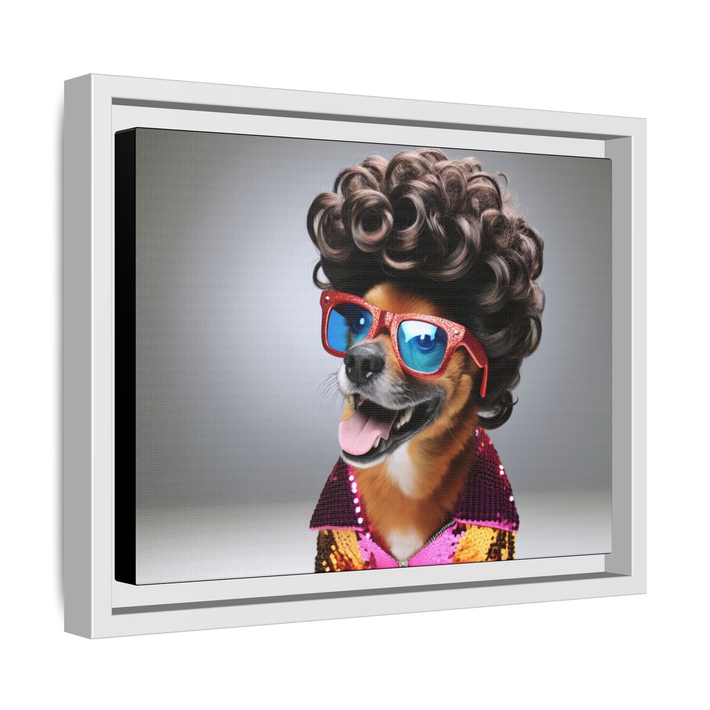 Funny Dog Portrait Wall Art - Funky Framed Matte Canvas
