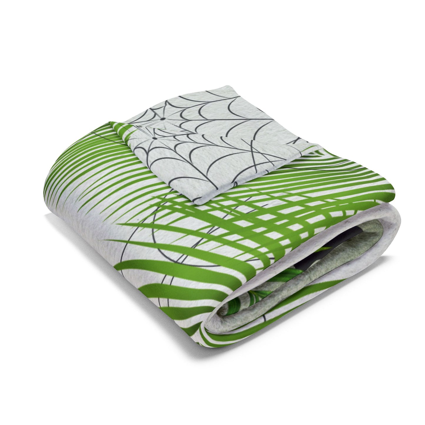 Spooky Tropical Fleece Blanket, Cozy Halloween Decor, Ghosts and Spiders, Gift for Kids, Fall Season Home Accents