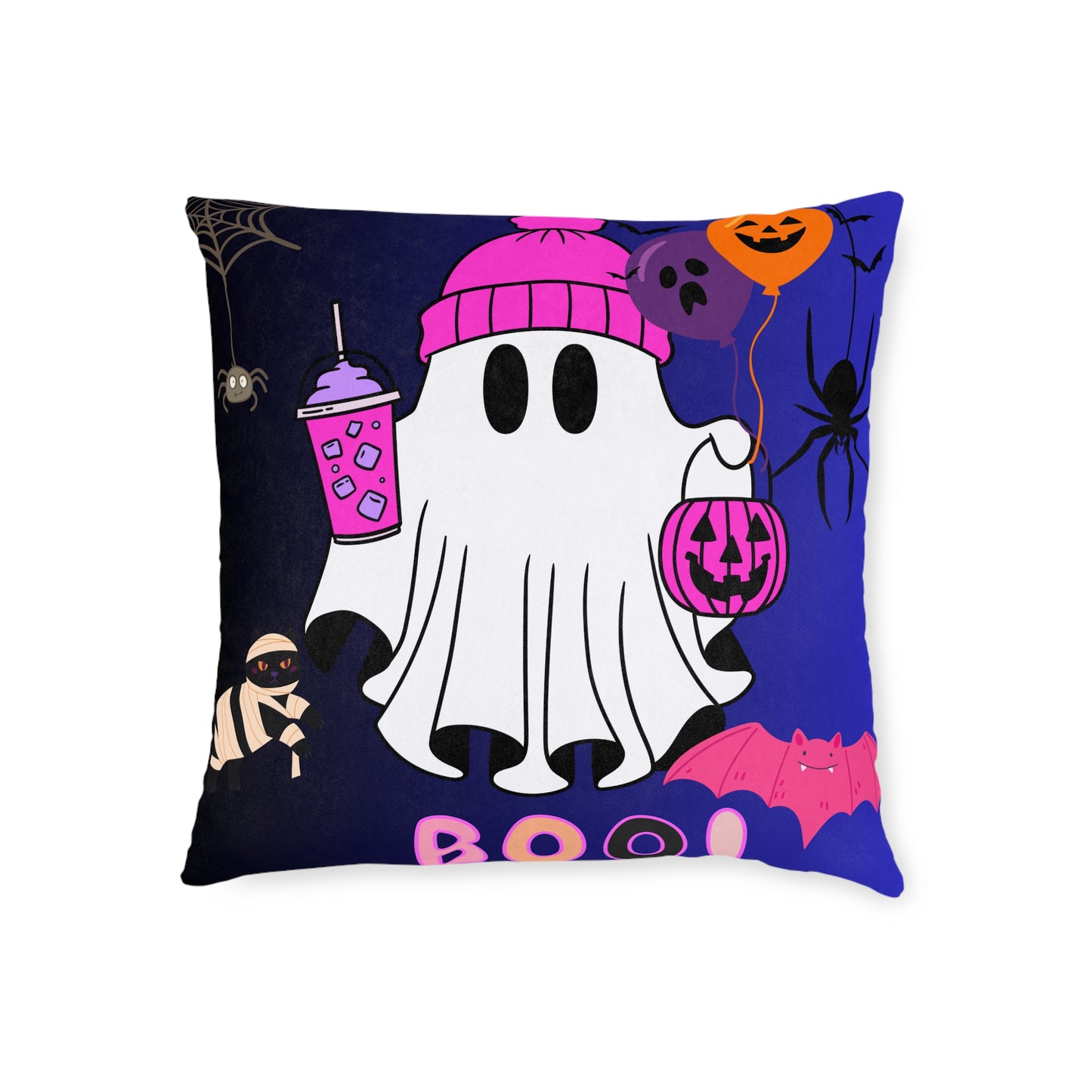 Halloween Ghost Square Pillow, Spooky Decor, Halloween Home Accent, Kid's Room Decoration, Cozy Throw Pillow
