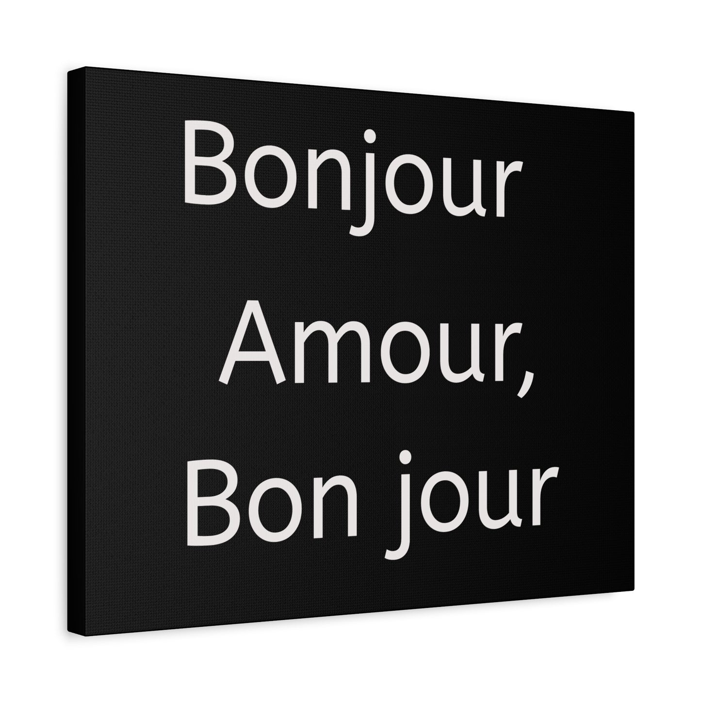 Inspirational Matte Canvas Wall Art – "Bonjour Amour, Bonjour"