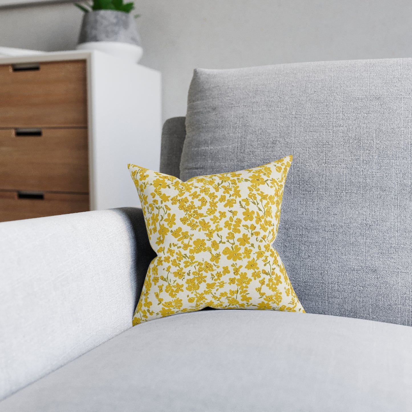 Floral Yellow Square Pillow - Cozy Home Decor for Every Season