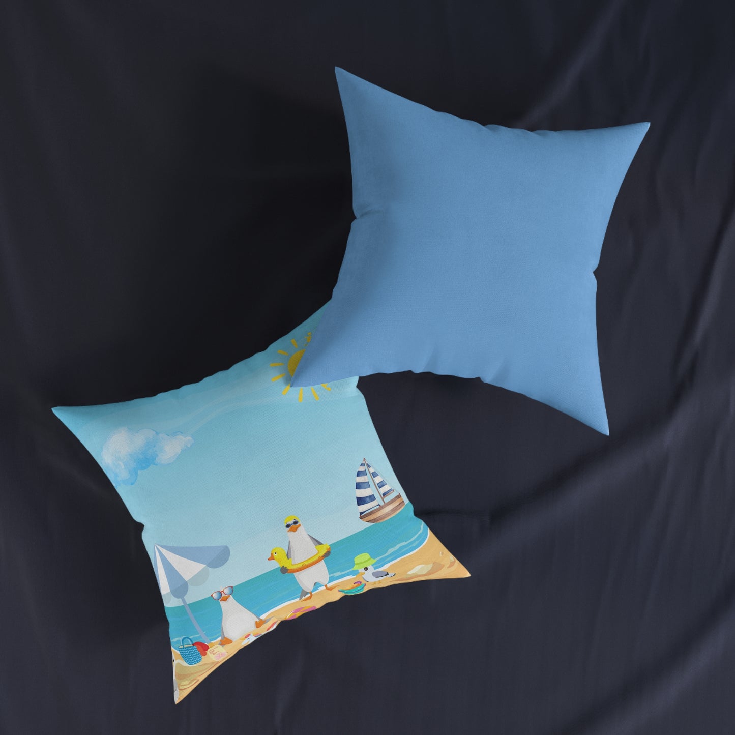 Beach-Themed Square Pillow - Summer Decor, Nautical Vibe, Coastal Living, Home Accent, Gift for Beach Lovers