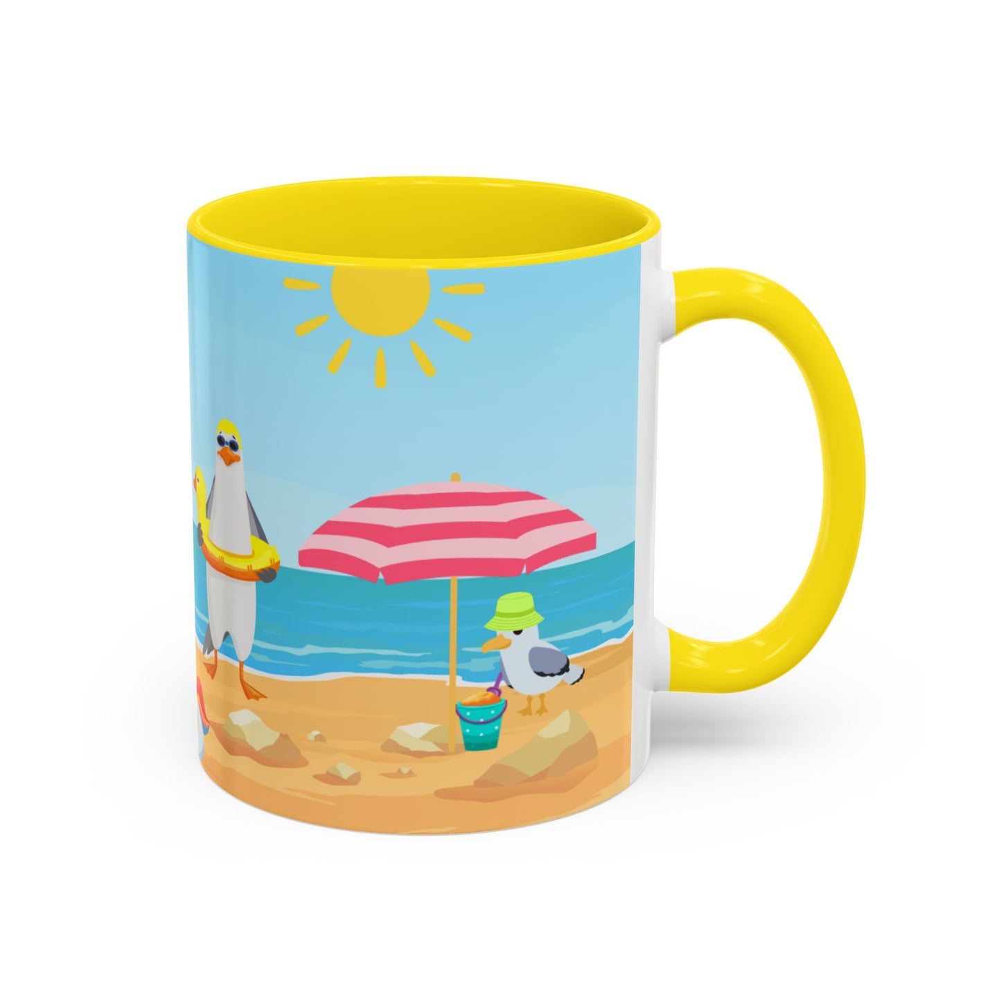 Beach Vibe Coffee Mug, Fun Summer Mug, Seagull Design Mug, Cute Gift for Beach Lovers, Tropical Drinkware