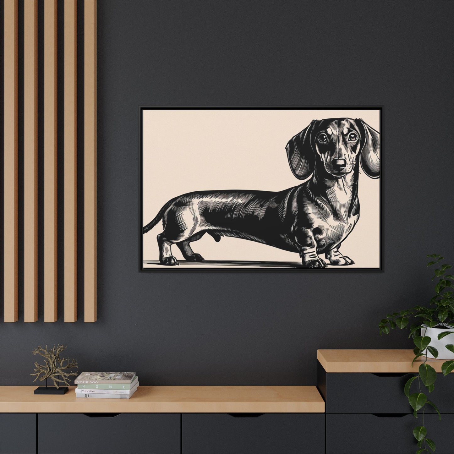 Dachshund Art Print - Charming Framed Canvas Decor for Dog Lovers