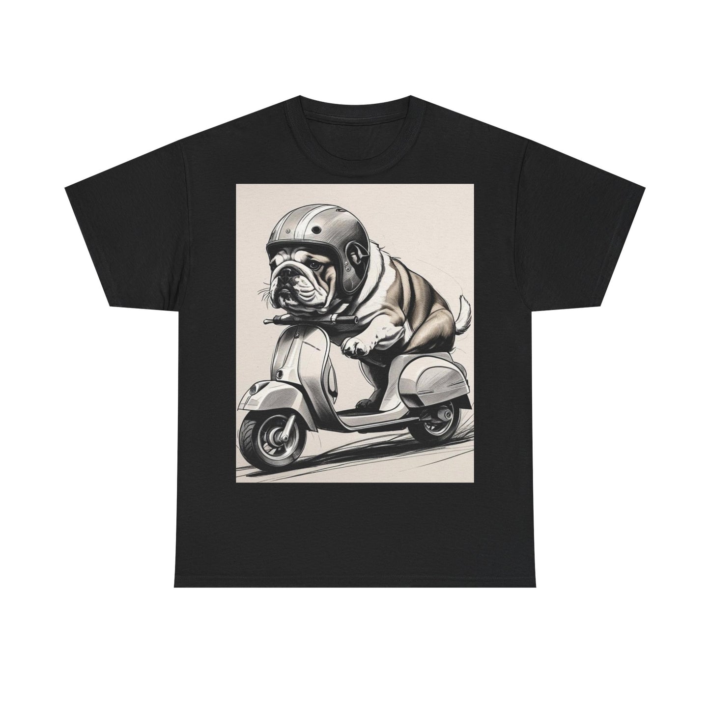Cool Bulldog Scooter Tee, Unisex Cotton T-Shirt, Dog Lover Gift, Vintage Style Shirt, Fun Pet Apparel, Casual Wear