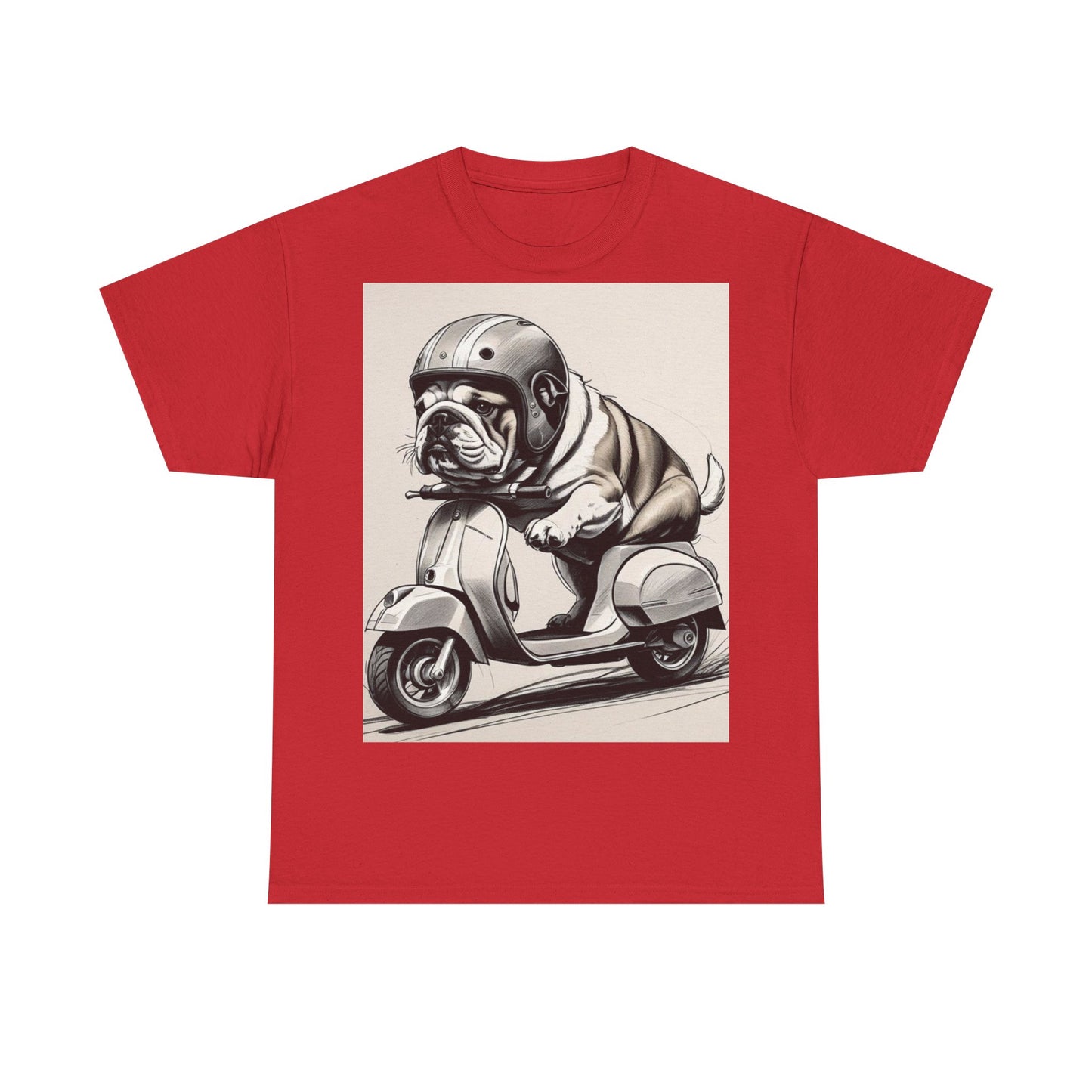 Cool Bulldog Scooter Tee, Unisex Cotton T-Shirt, Dog Lover Gift, Vintage Style Shirt, Fun Pet Apparel, Casual Wear