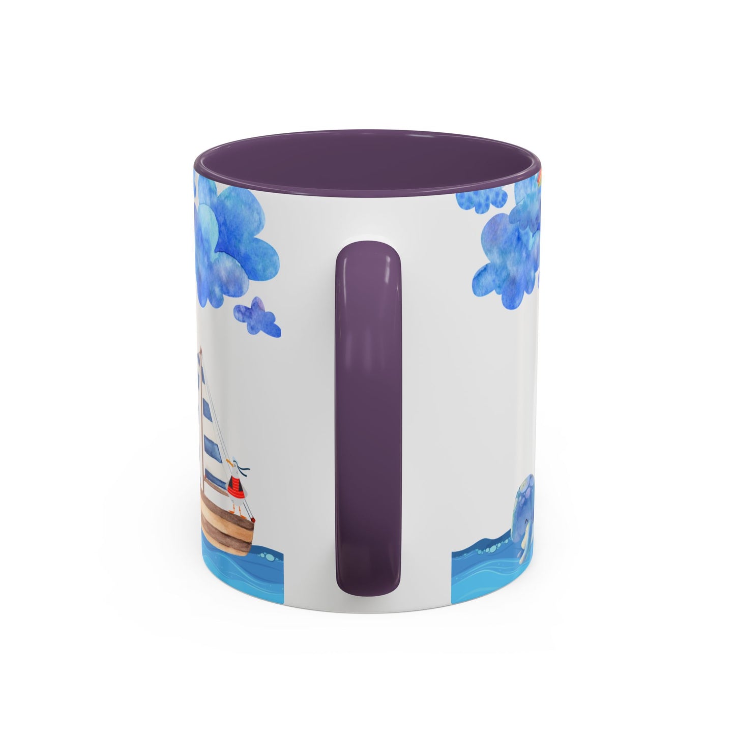Ocean-Inspired Accent Coffee Mug, Nautical Decor, Lighthouse & Sailboat Design, Perfect Gift for Beach Lovers, Ideal for Home or Office