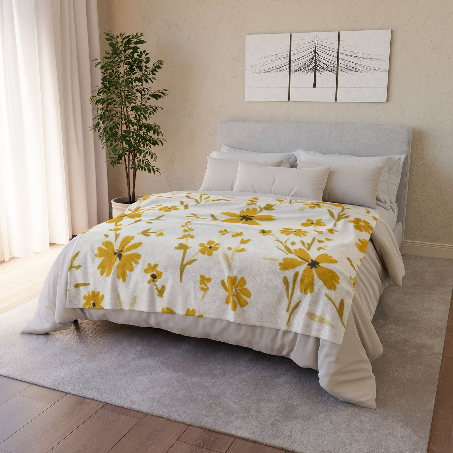 Cozy Floral Polyester Blanket - Soft Throw for Home Decor
