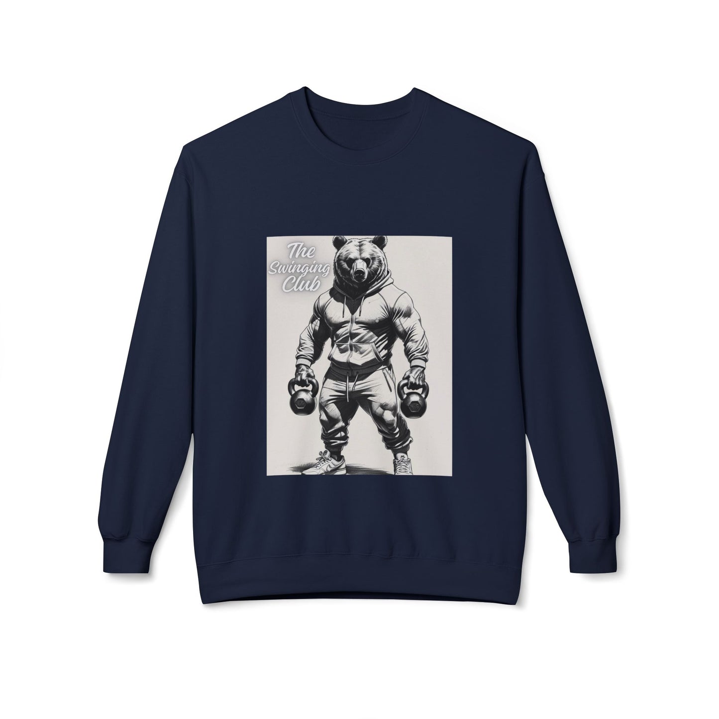 Fleece Crewneck Sweatshirt with Bear Gym Design, Cozy Unisex Apparel, Perfect for Workouts, Gift for Fitness Lovers, Casual Wear