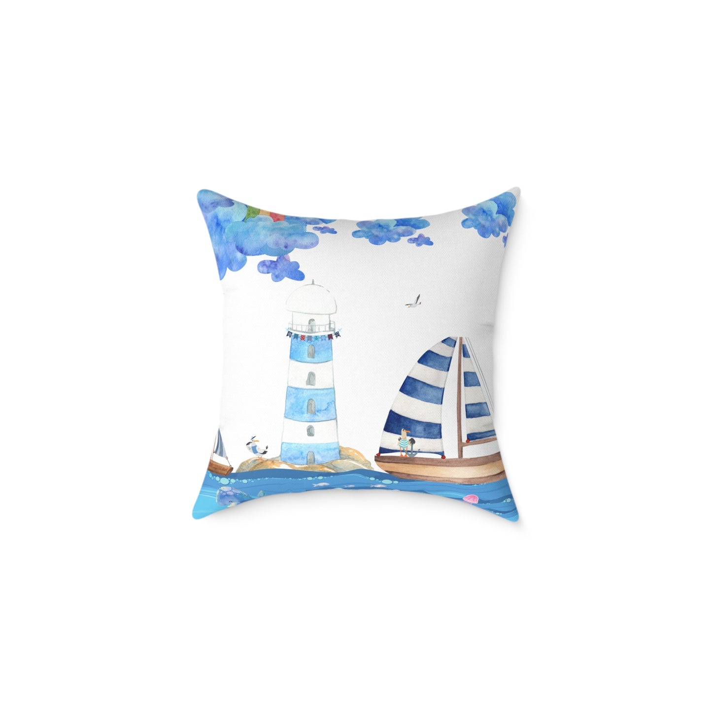 Coastal Lighthouse Pillow, Nautical Decor, Beach House Cushion, Ocean-themed Accent Pillow, Gift for Sailors, Summer Home Decoration