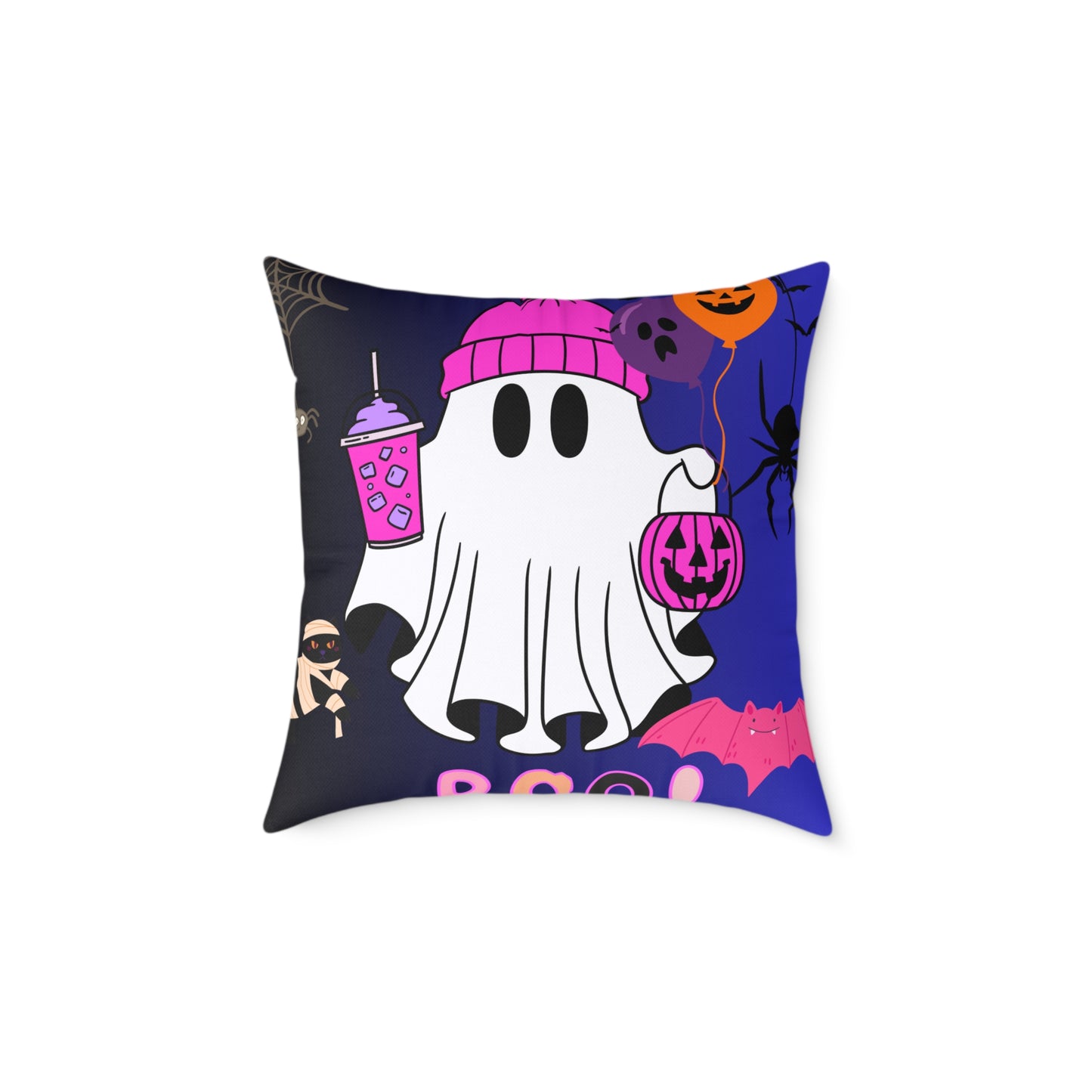 Halloween Ghost Poly Canvas Pillow, Cute Ghost Decor, Fall Accent, Spooky Home, Halloween Gift, Holiday Pillow