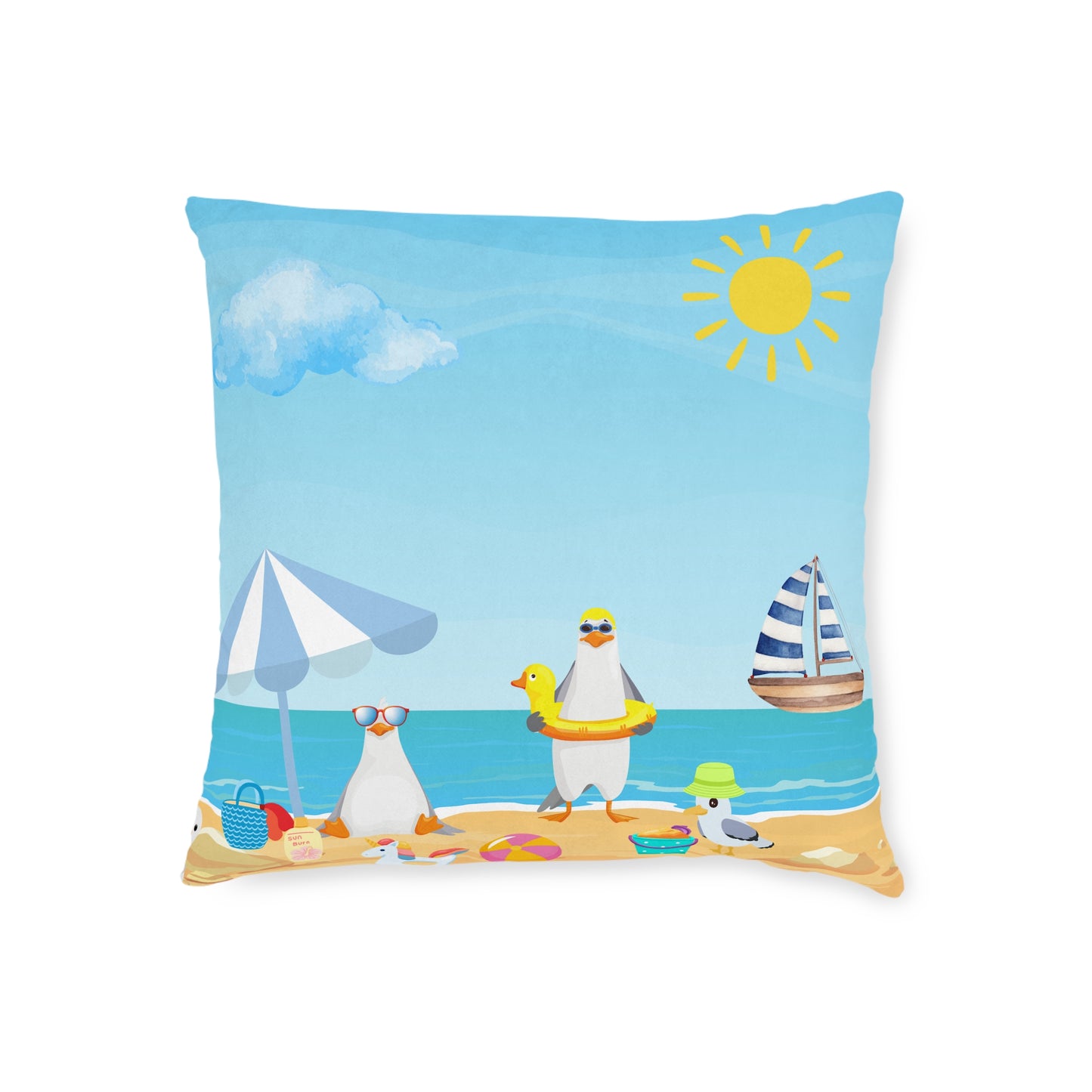 Beach-Themed Square Pillow - Summer Decor, Nautical Vibe, Coastal Living, Home Accent, Gift for Beach Lovers