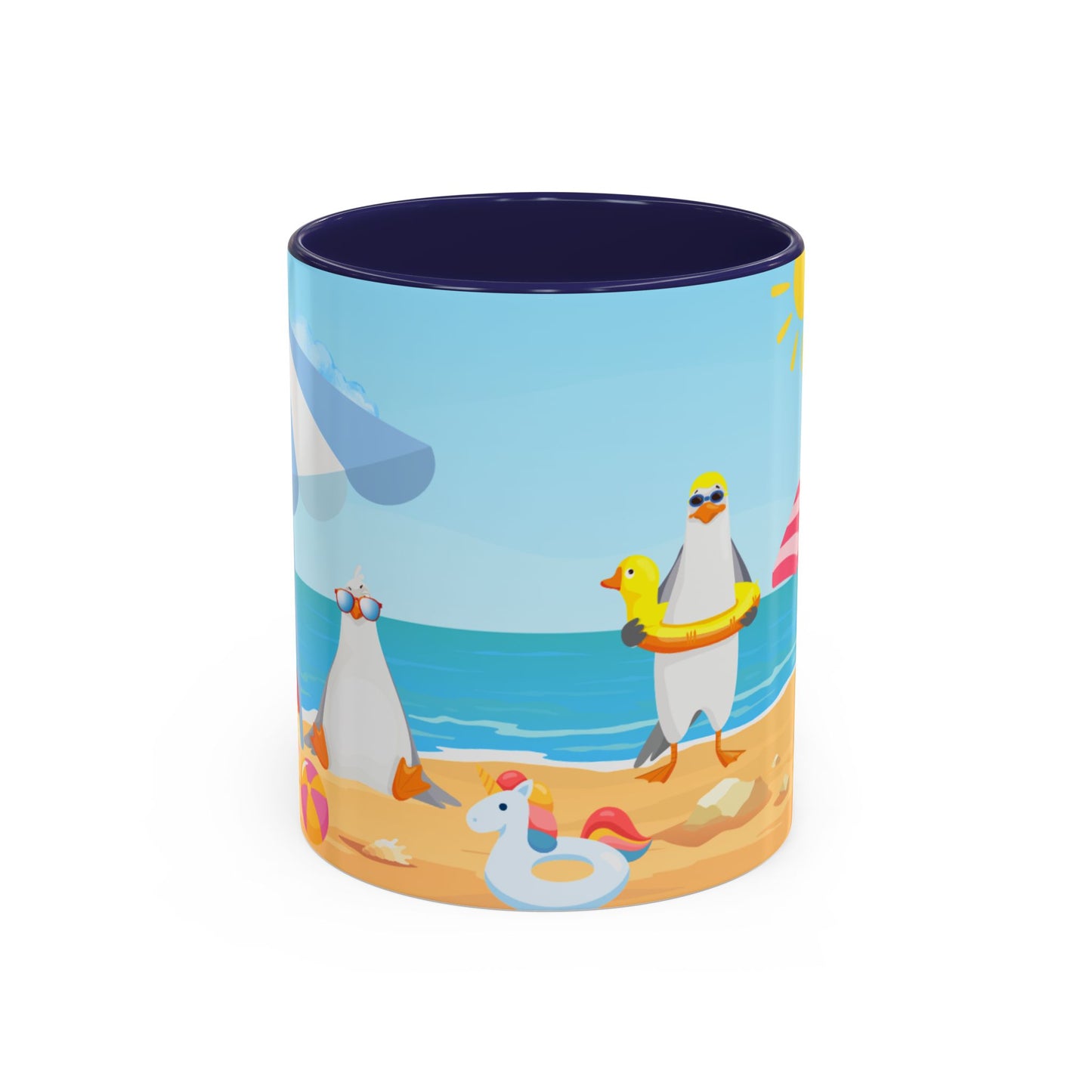 Beach Vibe Coffee Mug, Fun Summer Mug, Seagull Design Mug, Cute Gift for Beach Lovers, Tropical Drinkware