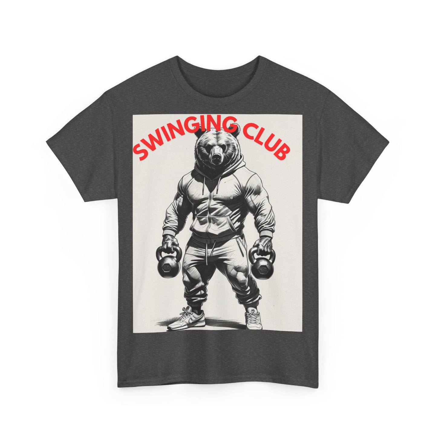 Unisex Heavy Cotton Tee - Swinging Club Graphic Tee, Fitness Apparel, Gym Shirt, Sporty Casual Wear, Gift for Gym Lovers