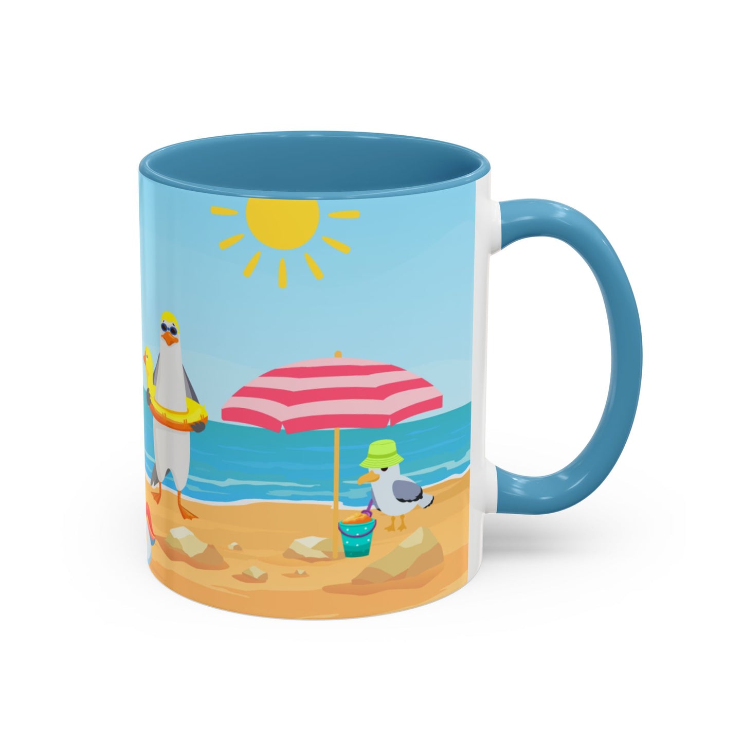 Beach Vibe Coffee Mug, Fun Summer Mug, Seagull Design Mug, Cute Gift for Beach Lovers, Tropical Drinkware