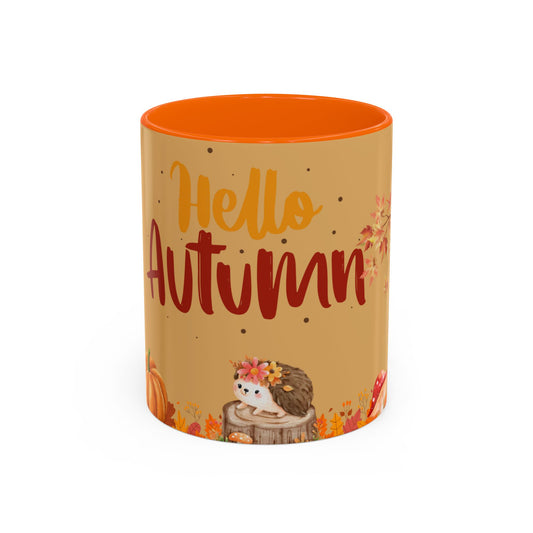 Autumn-Themed Coffee Mug, Seasonal Gift, Fall Decor, Cute Hedgehog Cup, Hello Autumn Mug, Perfect for Cozy Mornings