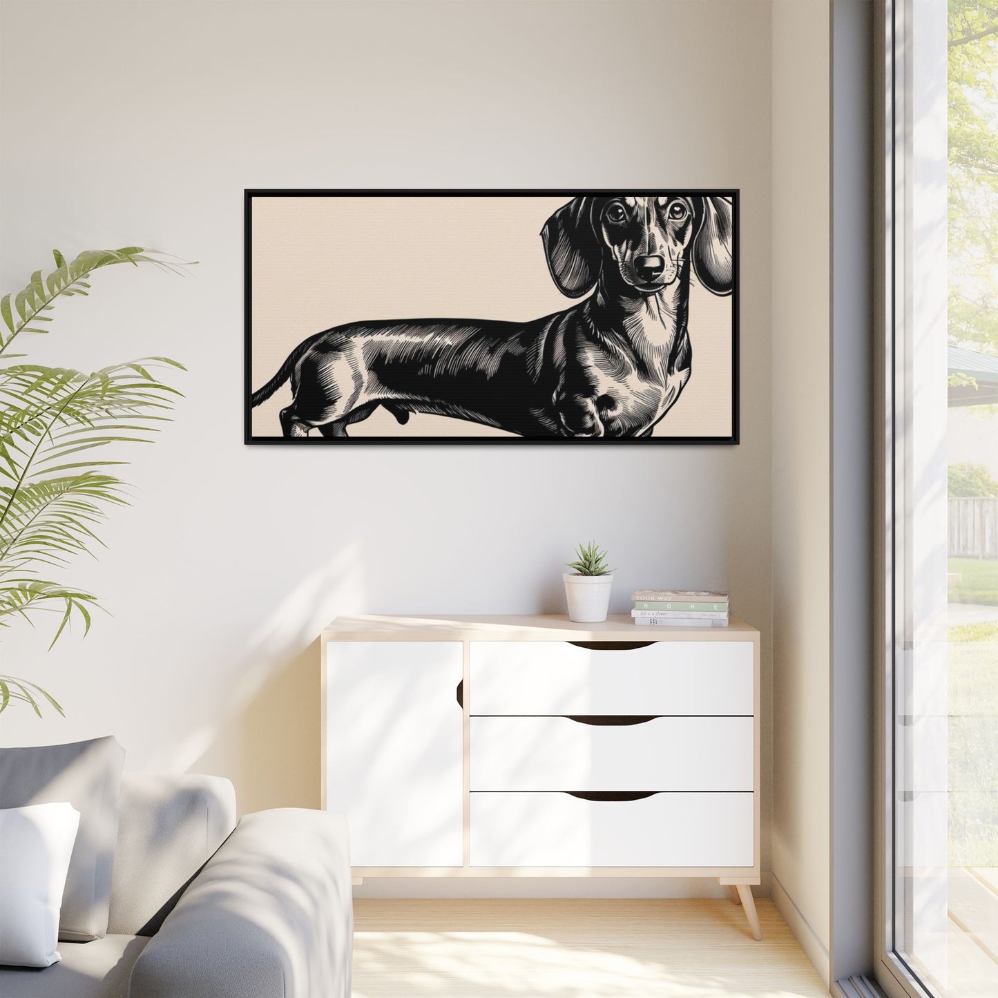 Dachshund Art Print - Charming Framed Canvas Decor for Dog Lovers