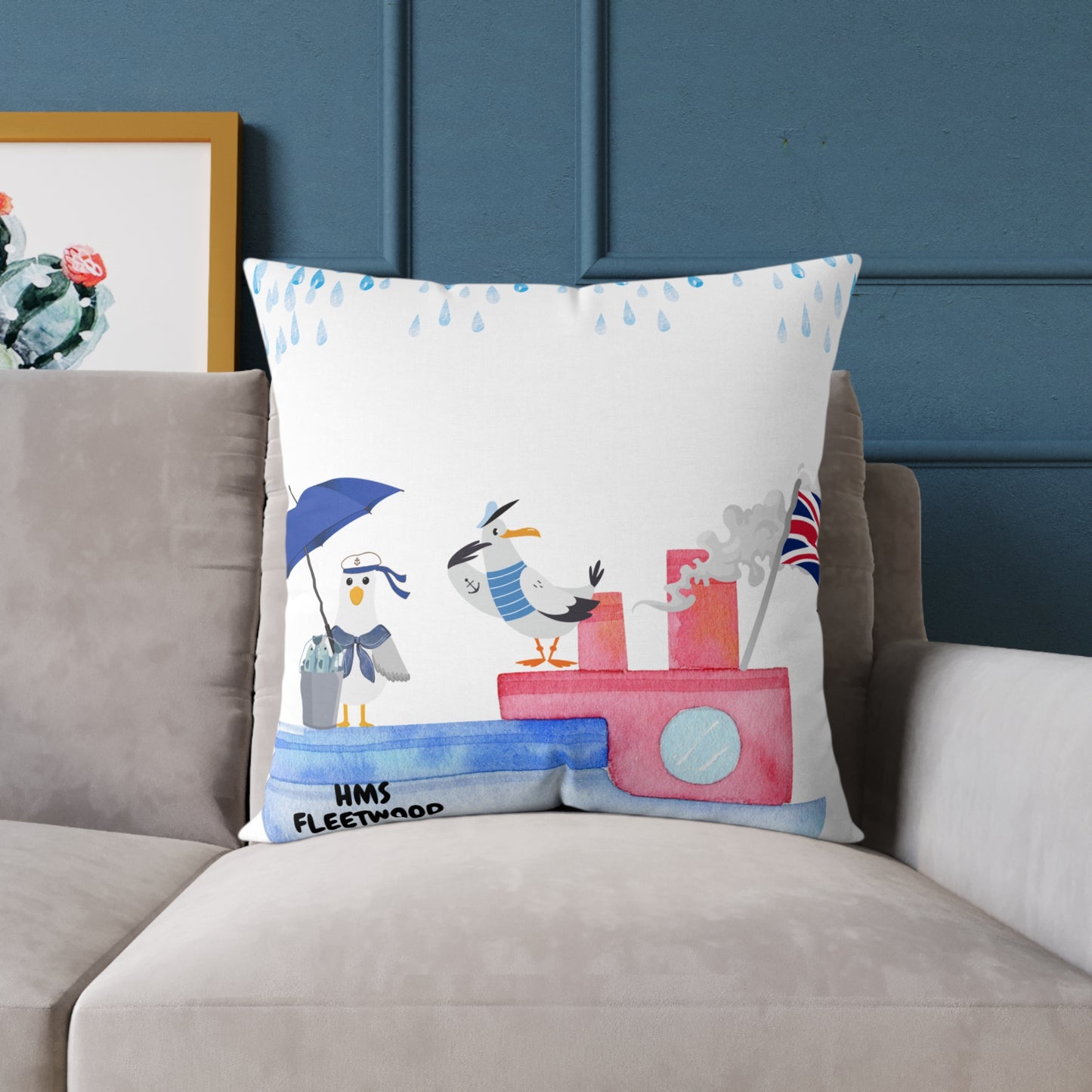Whimsical Seagull Decor Pillow, Nautical Home Accent, Cute Cushion for Coastal Vibes, Beach House Gift, Summer Travel Decor