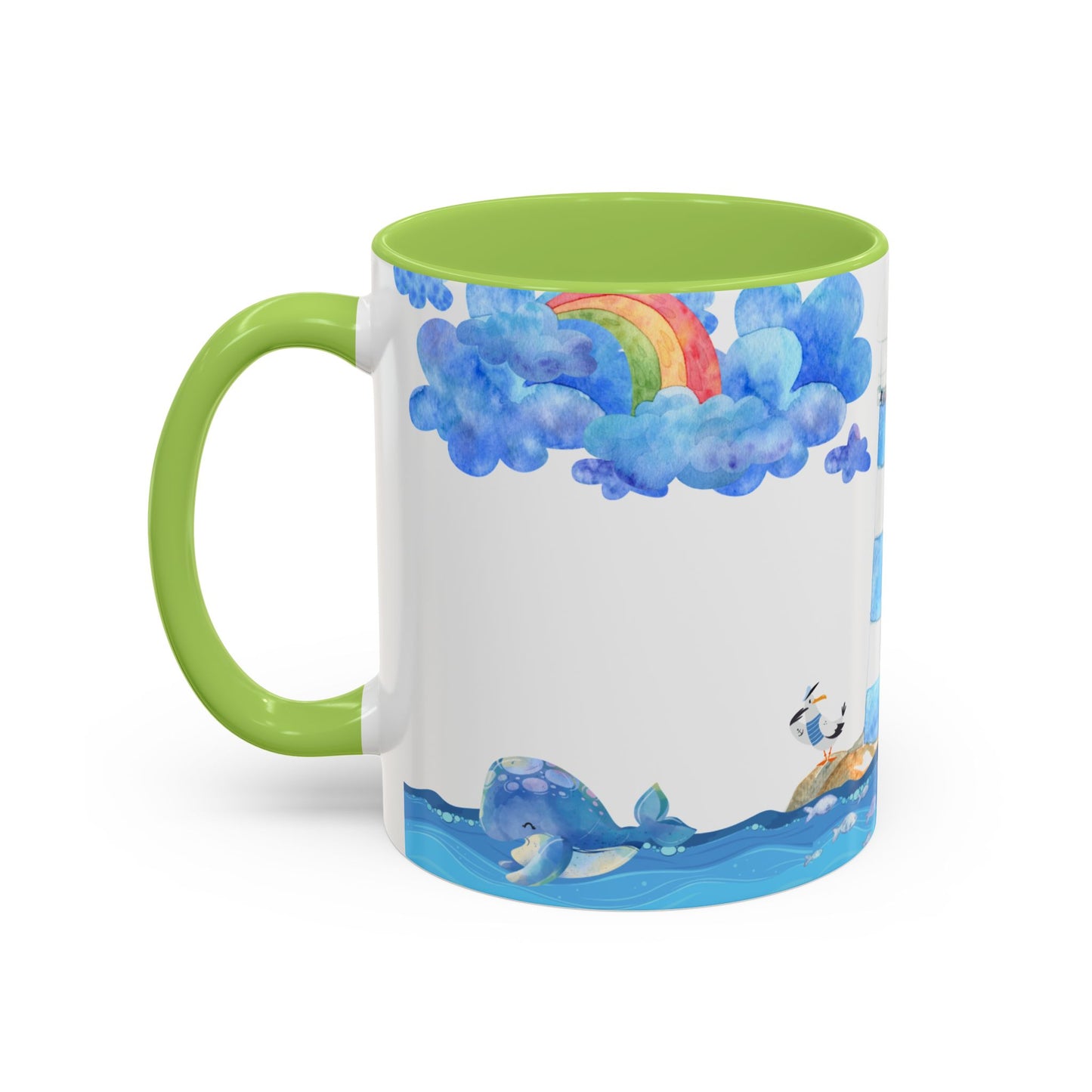 Ocean-Inspired Accent Coffee Mug, Nautical Decor, Lighthouse & Sailboat Design, Perfect Gift for Beach Lovers, Ideal for Home or Office