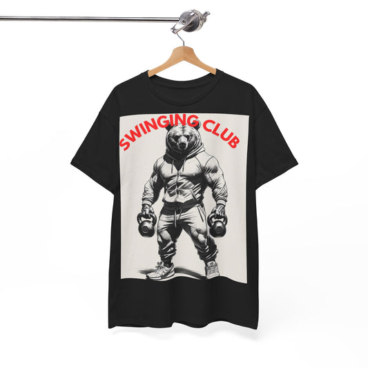 Unisex Heavy Cotton Tee - Swinging Club Graphic Tee, Fitness Apparel, Gym Shirt, Sporty Casual Wear, Gift for Gym Lovers