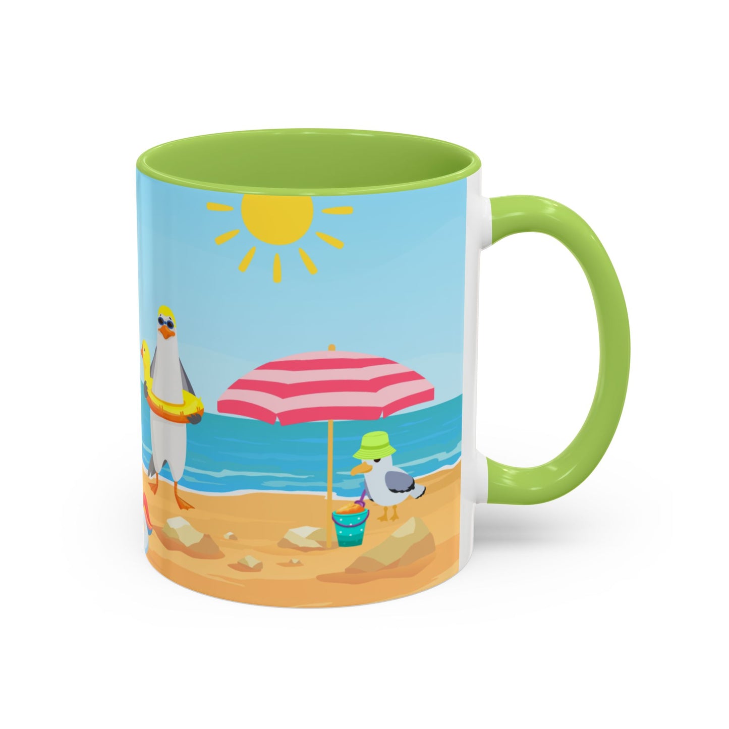 Beach Vibe Coffee Mug, Fun Summer Mug, Seagull Design Mug, Cute Gift for Beach Lovers, Tropical Drinkware