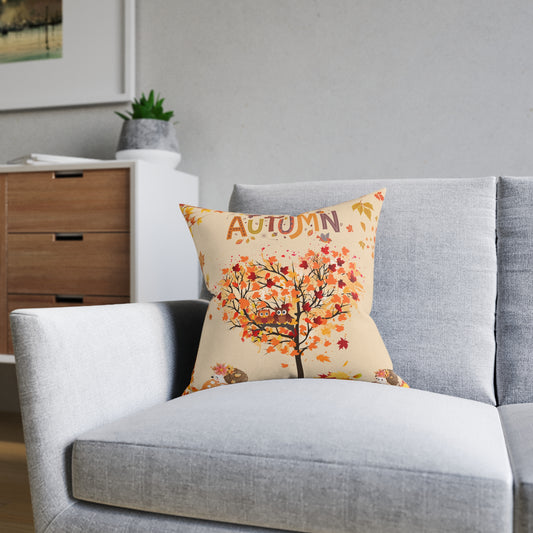 Autumn Square Pillow | Cozy Fall Decor, Thanksgiving Gift, Seasonal Cushion, Rustic Home Accent, Autumnal Throw Pillow
