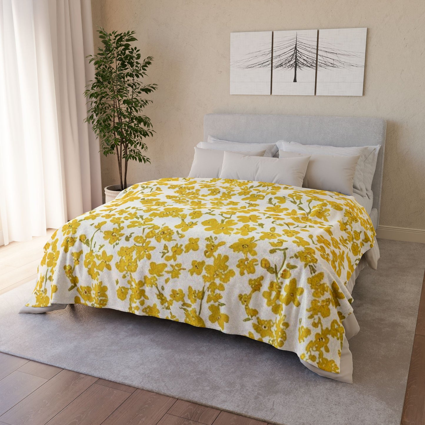 Bright Floral Soft Polyester Blanket - Cozy Spring Vibes for Home Decor