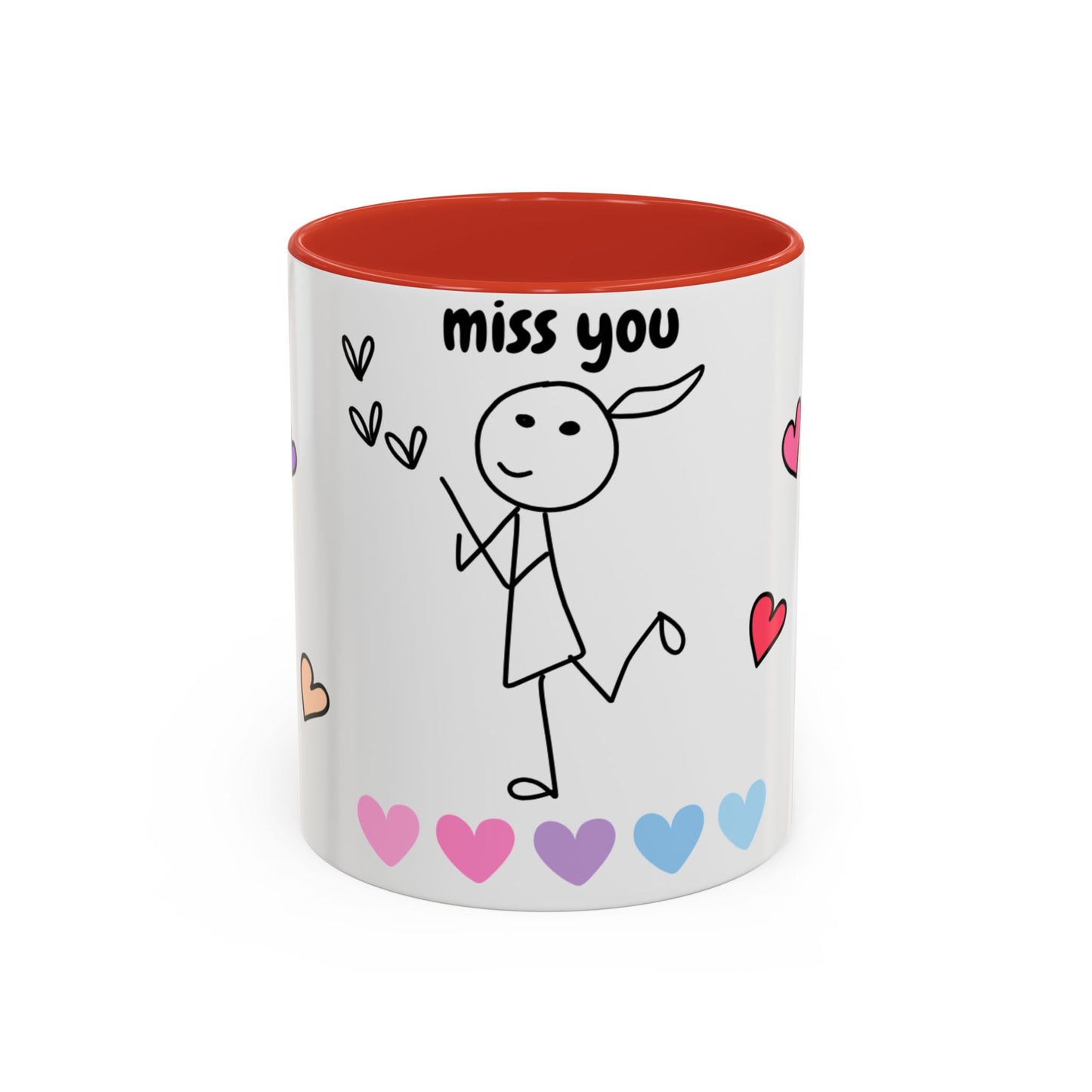 Heartfelt Miss You Accent Coffee Mug, Cute Gift for Friends, Personalized Coffee Cup, Thoughtful Gift for Loved Ones, Cheerful Home Decor
