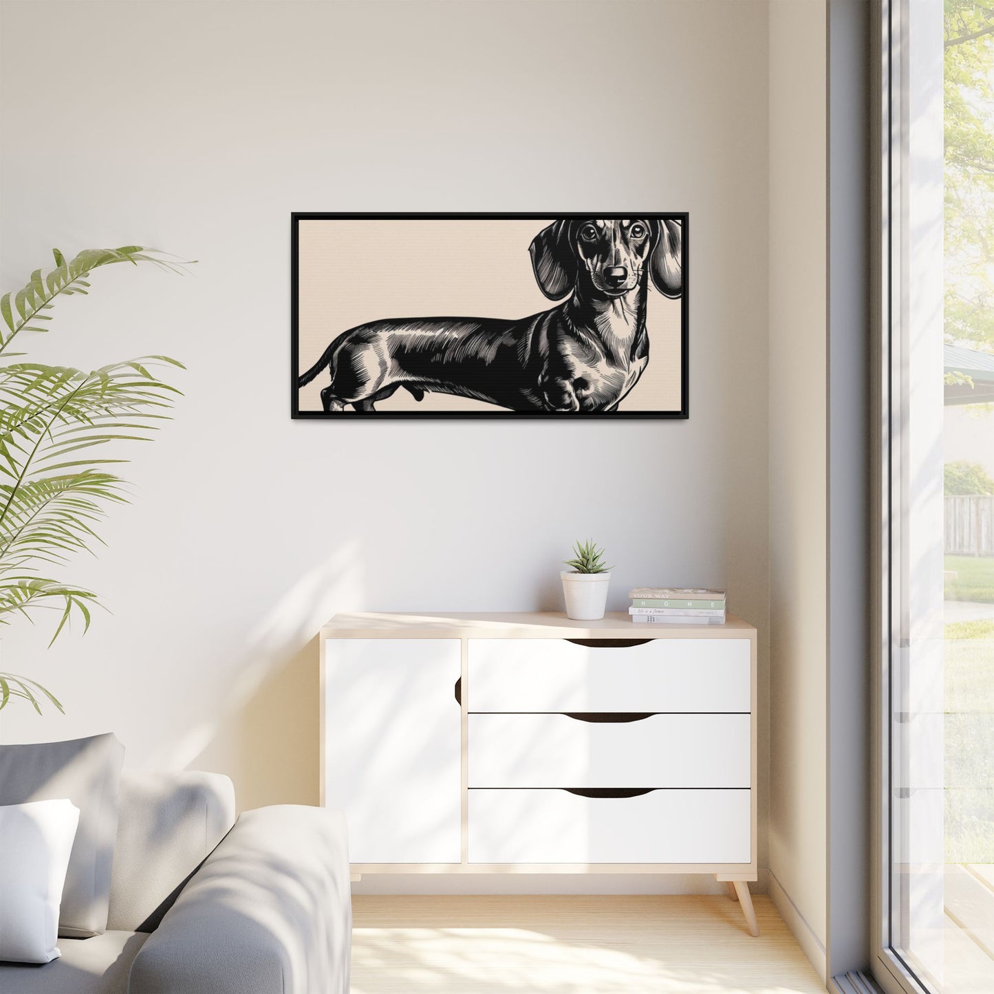 Dachshund Art Print - Charming Framed Canvas Decor for Dog Lovers
