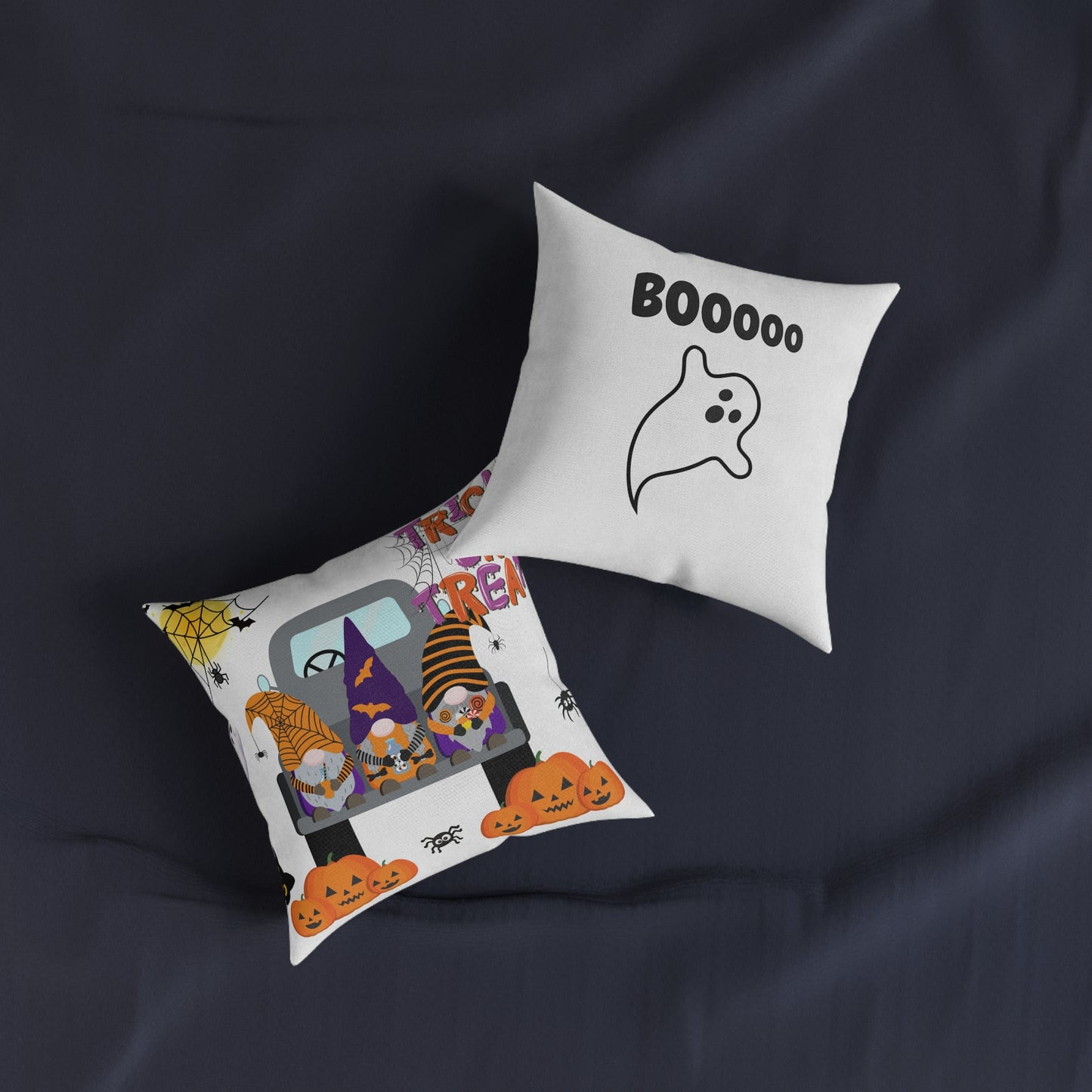Halloween-Themed Square Pillow, Seasonal Decor, Trick or Treat Cushion, Boo Pillows, Cozy Fall Home Accent, Spooky Gifts