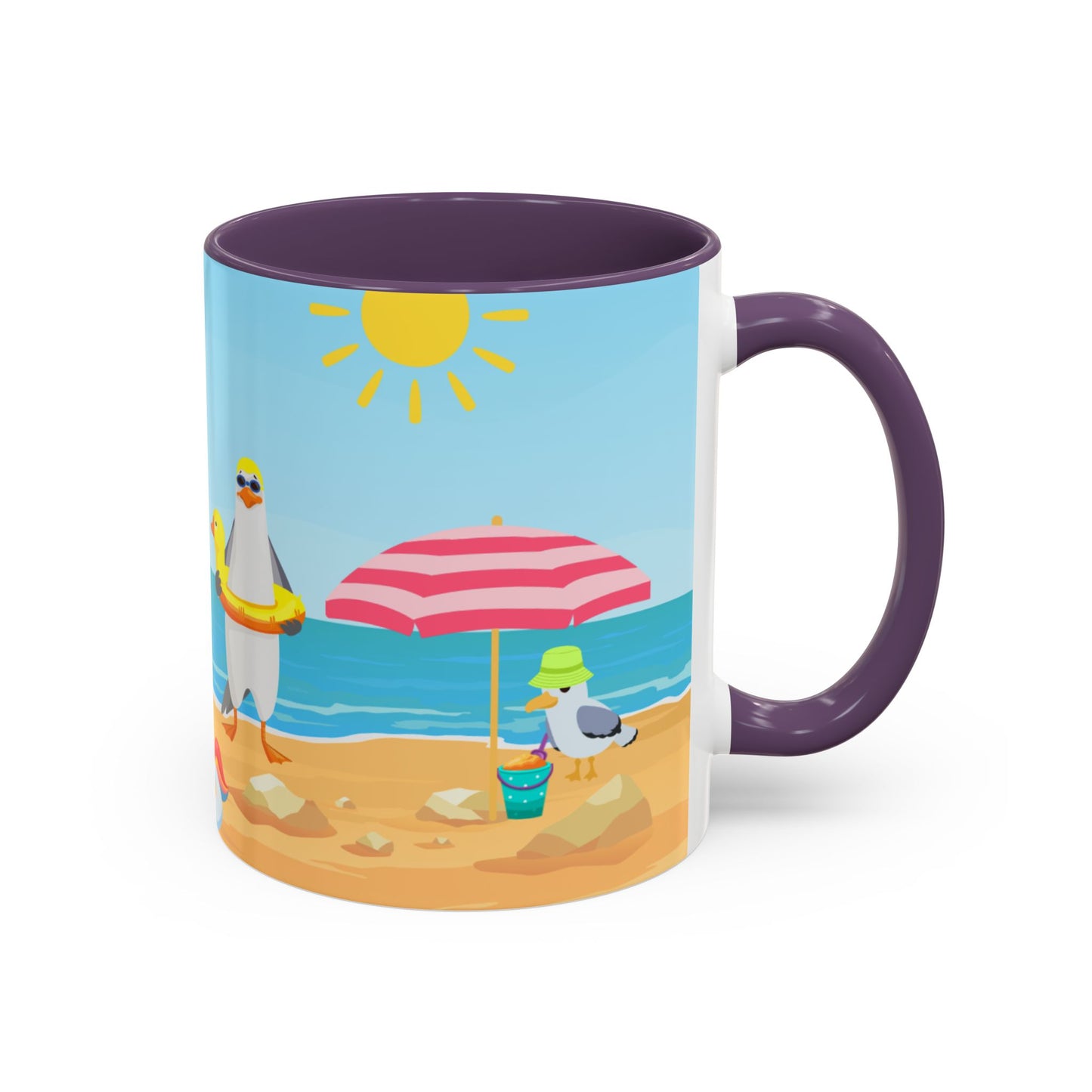 Beach Vibe Coffee Mug, Fun Summer Mug, Seagull Design Mug, Cute Gift for Beach Lovers, Tropical Drinkware