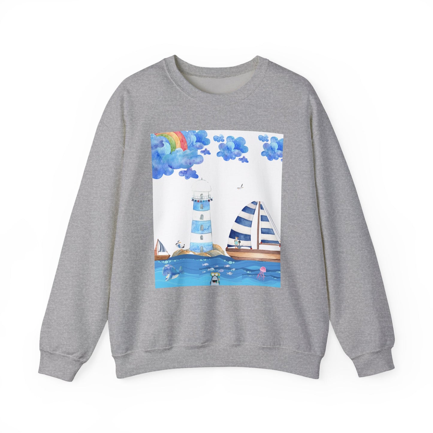 Lighthouse Dreams Crewneck Sweatshirt - Cozy, Unisex, Perfect for Beach Lovers, Relaxed Vibe, Ideal Gift for Friends, Summer Vibes
