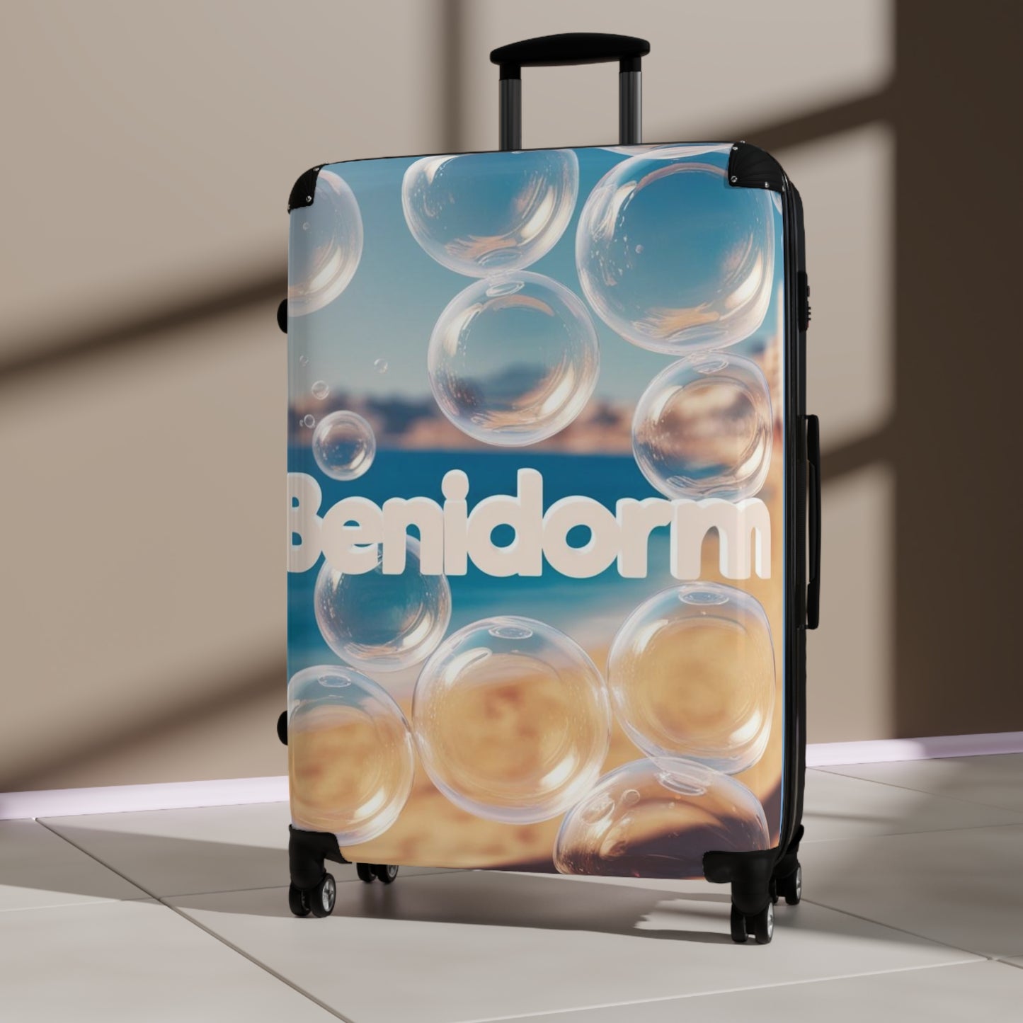 Benidorm Bubble Design Suitcase - Stylish Travel Luggage for Beach Lovers