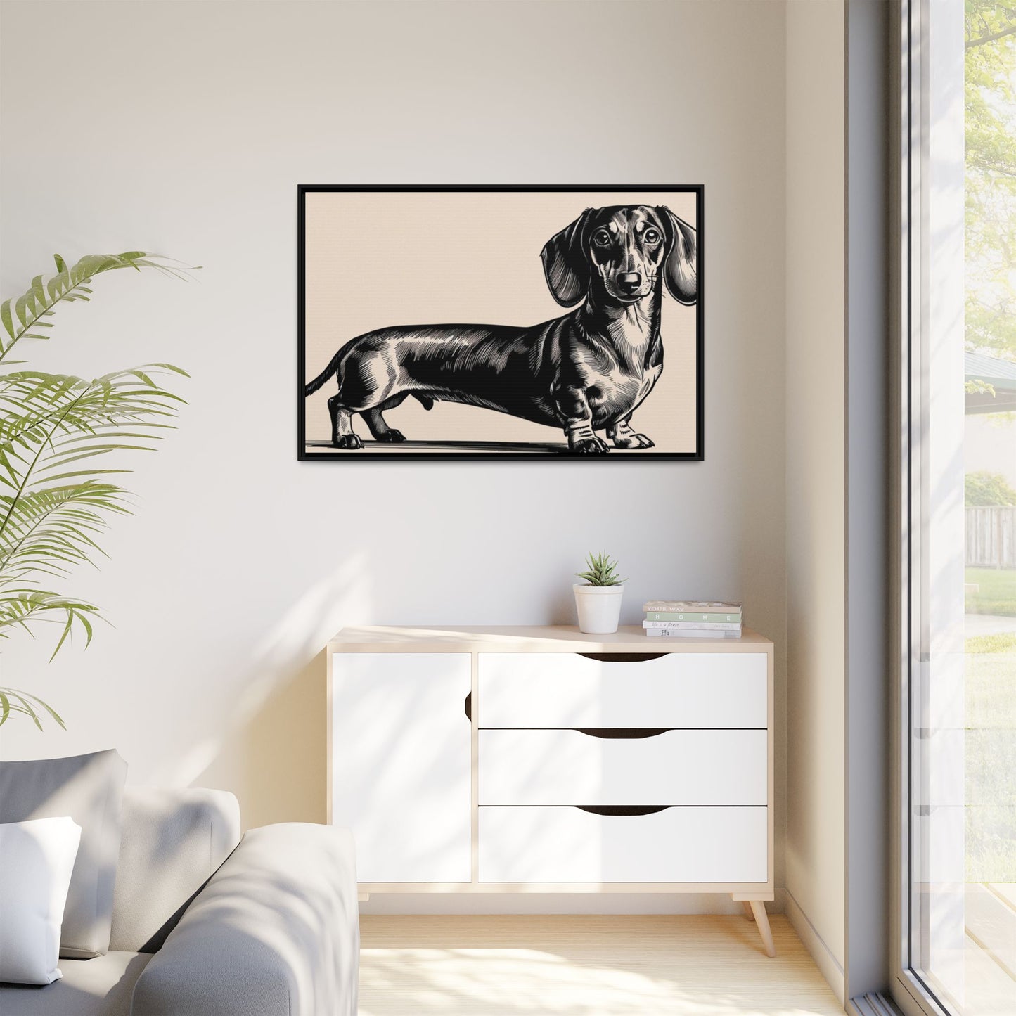 Dachshund Art Print - Charming Framed Canvas Decor for Dog Lovers