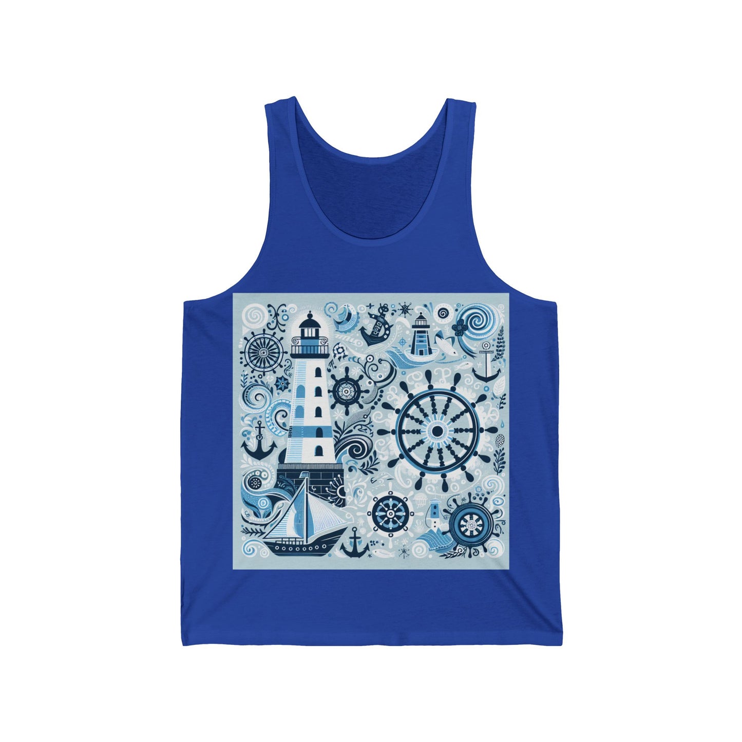 Nautical Vibes Unisex Jersey Tank Top, Beachwear, Summer Fashion, Nautical Theme, Gift for Sailors, Casual Wear