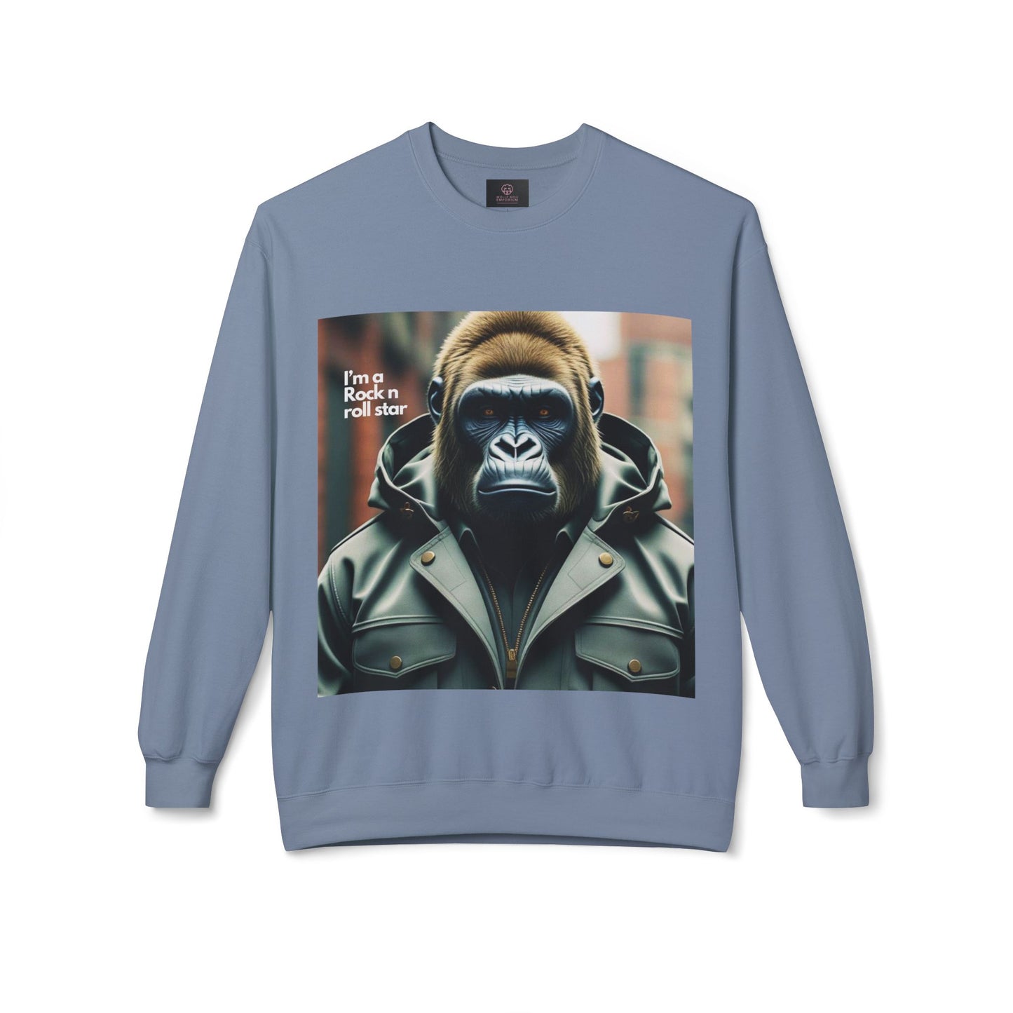 Rockin' Gorilla Sweatshirt, Unisex Fleece Crewneck, Funny Animal Apparel, Gift for Him, Casual Streetwear, Perfect for Fall