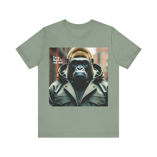 Rock 'n' Roll Gorilla Tee, Graphic T-Shirt for Music Lovers, Cool Casual Wear, Fun Gift for Concerts, Unique Style Statement