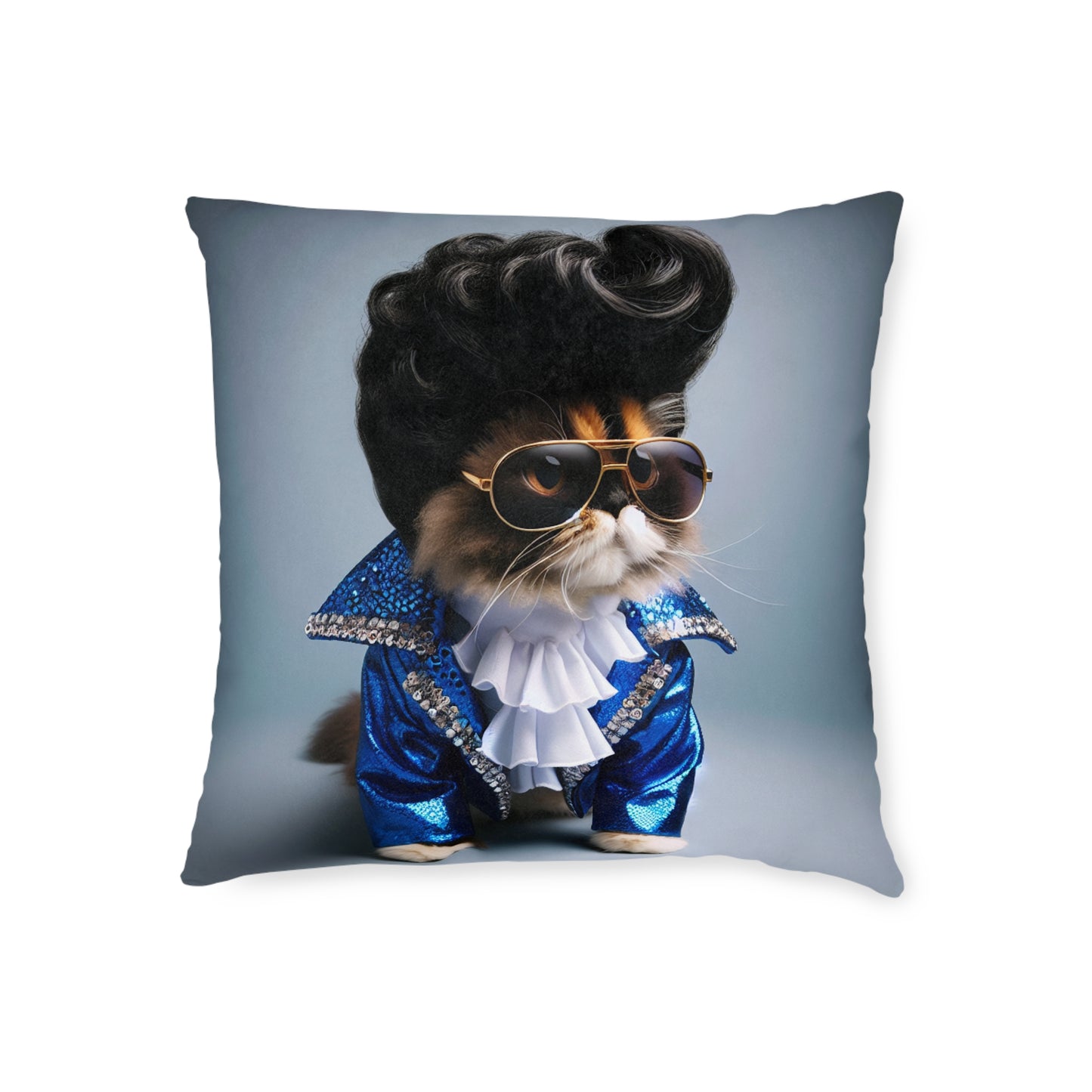 Elvis Cat Square Pillow - Funky Cat Decor for Animal Lovers