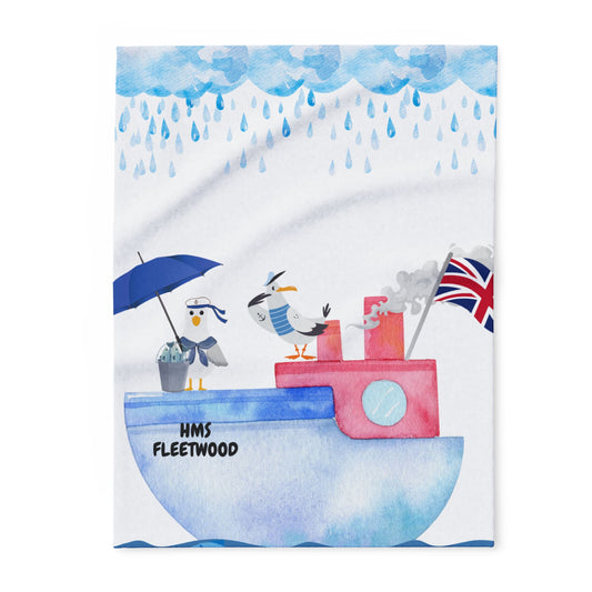 Whimsical Coastal Fleece Blanket - Perfect for Cozy Evenings, Beach Lovers, Summer, Nautical Decor, Gift Idea