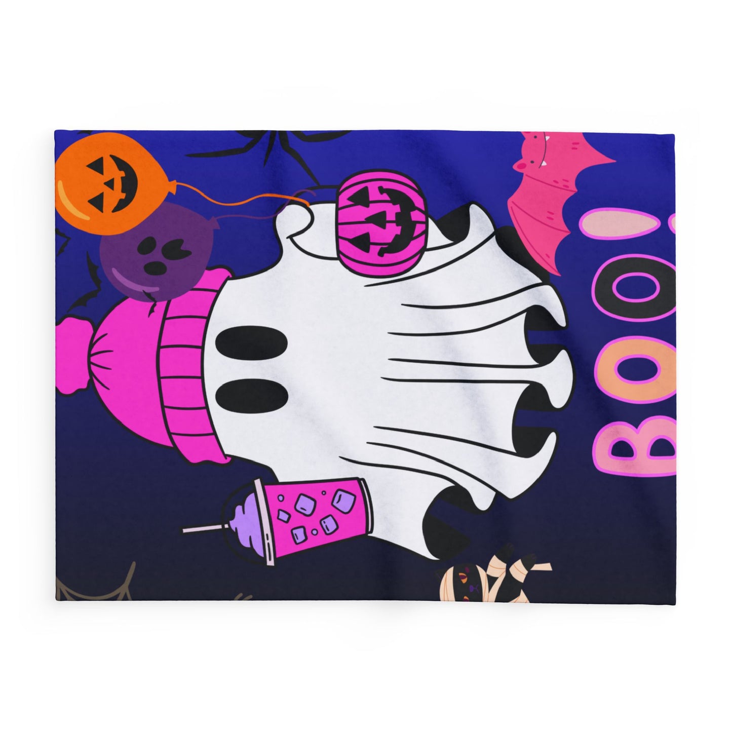 Spooky Ghost Fleece Blanket, Cozy Halloween Decor, Boo Blanket, Cozy Throw, Kids’ Halloween Gift, Fall Home Essentials