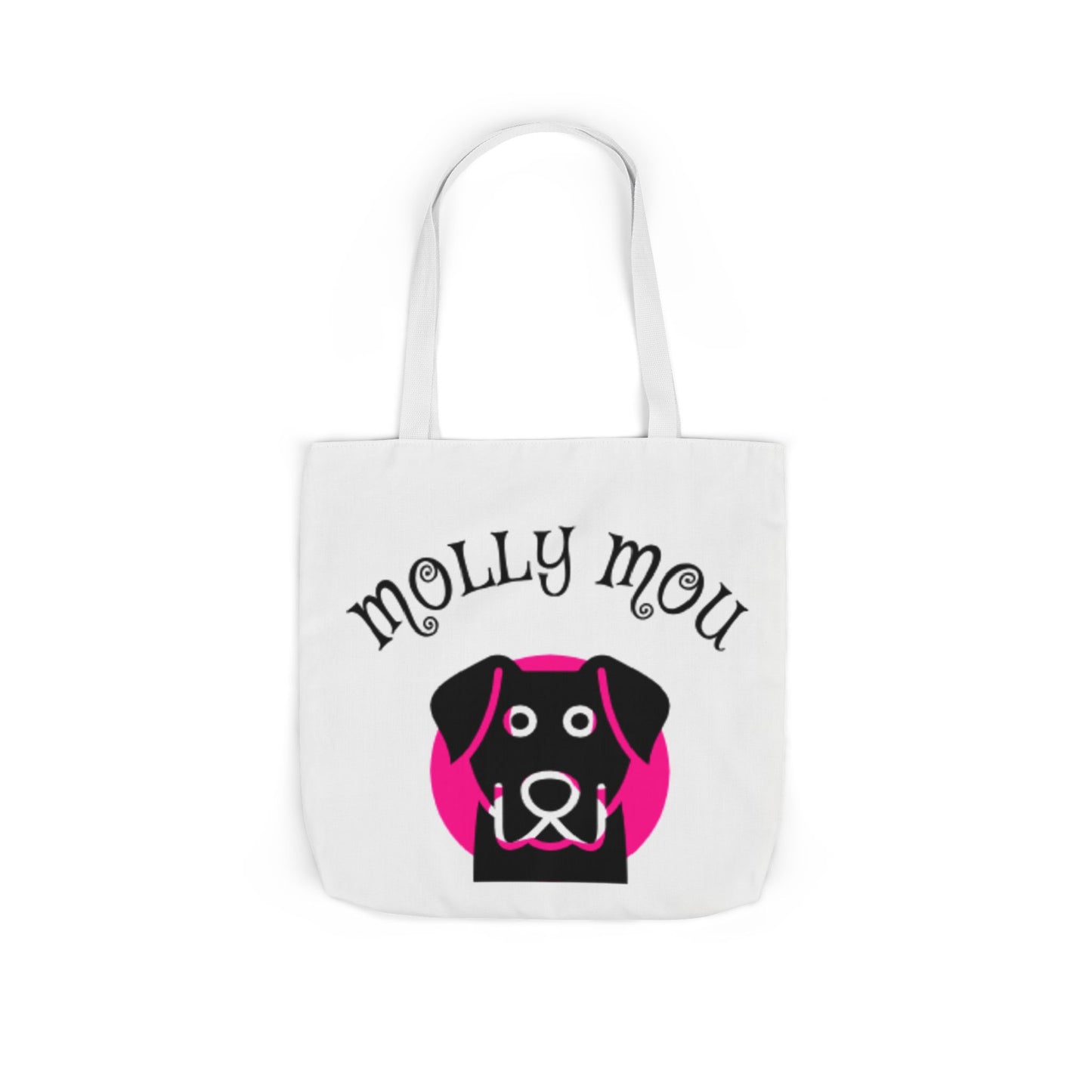 Personalized Dog Lover Canvas Tote Bag - Molly Mou Design with 5-Color Straps