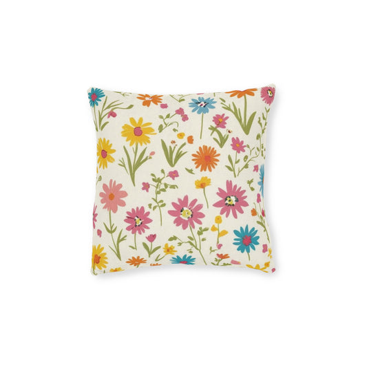 Floral Square Pillow – Colorful Flower Design for Cozy Home Decor