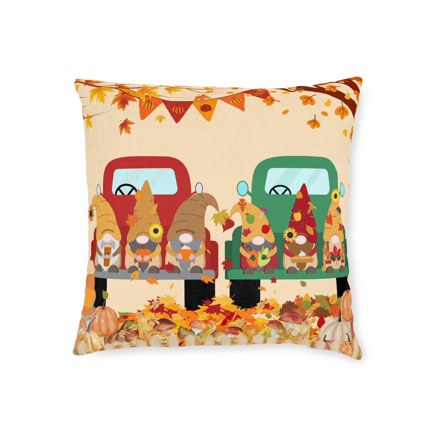 Thanksgiving Gnome Decor Square Pillow, Fall Home Accent, Autumn Pillow, Cozy Throw Pillow, Thanksgiving Gift Idea