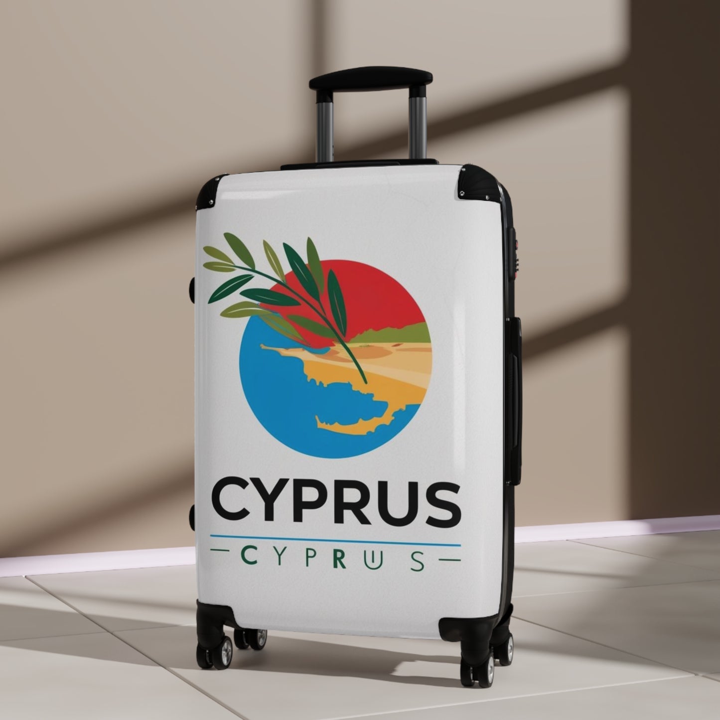 Stylish Cyprus Suitcase with Olive Branch Design - Perfect for Travel Lovers