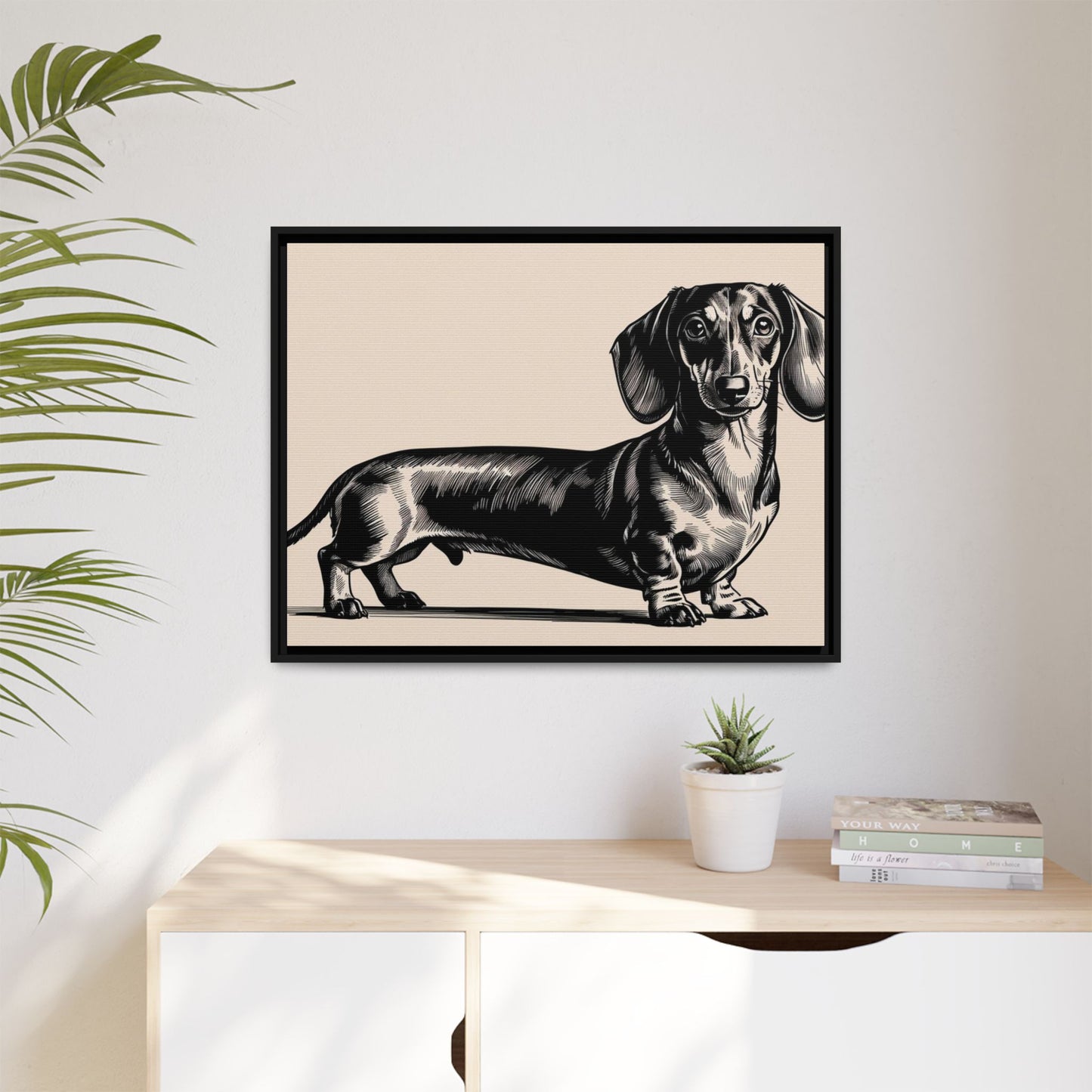 Dachshund Art Print - Charming Framed Canvas Decor for Dog Lovers